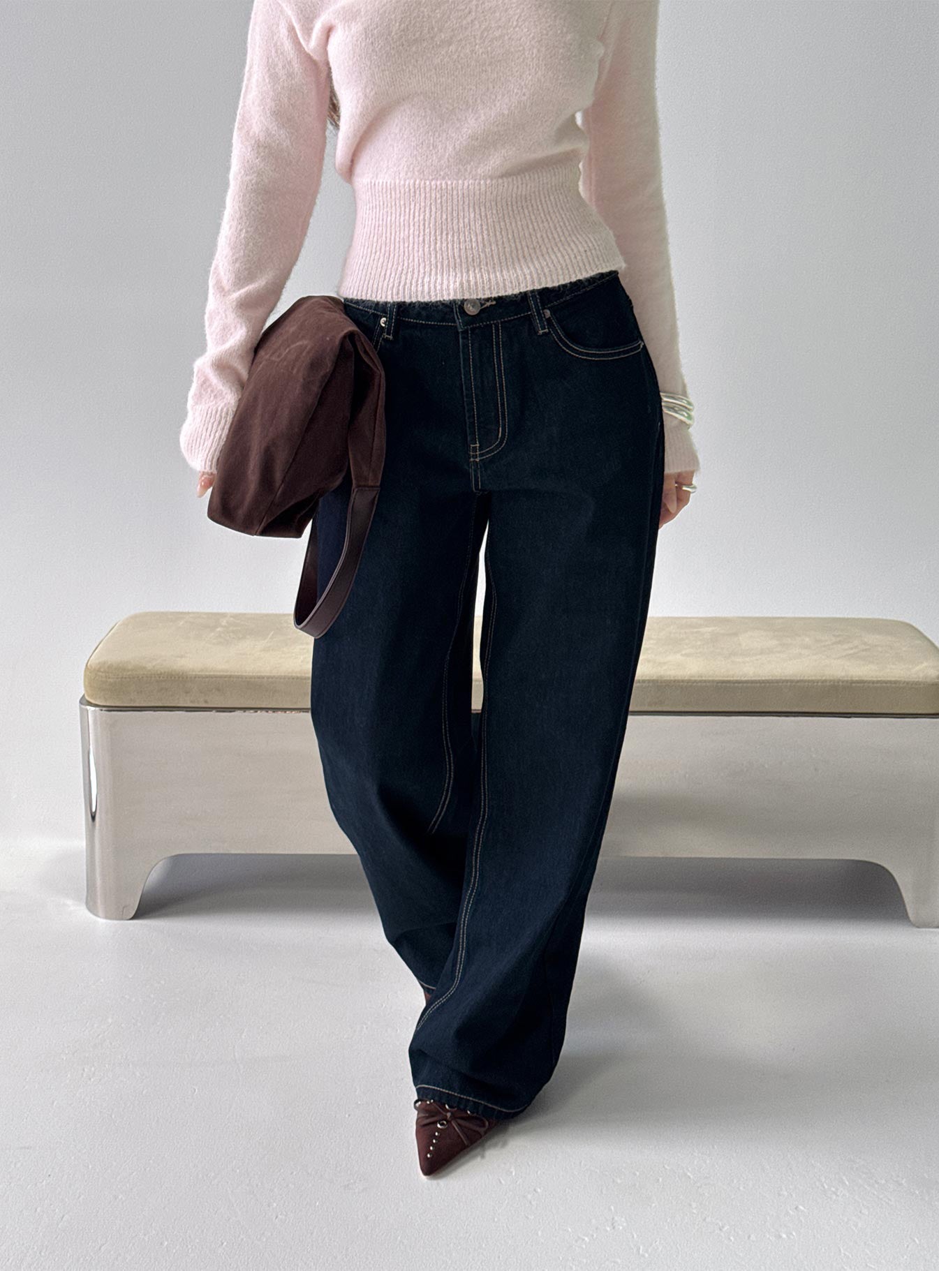 Alternative view of Serenitia Mid Rise Relaxed Jeans Dark Raw Wash