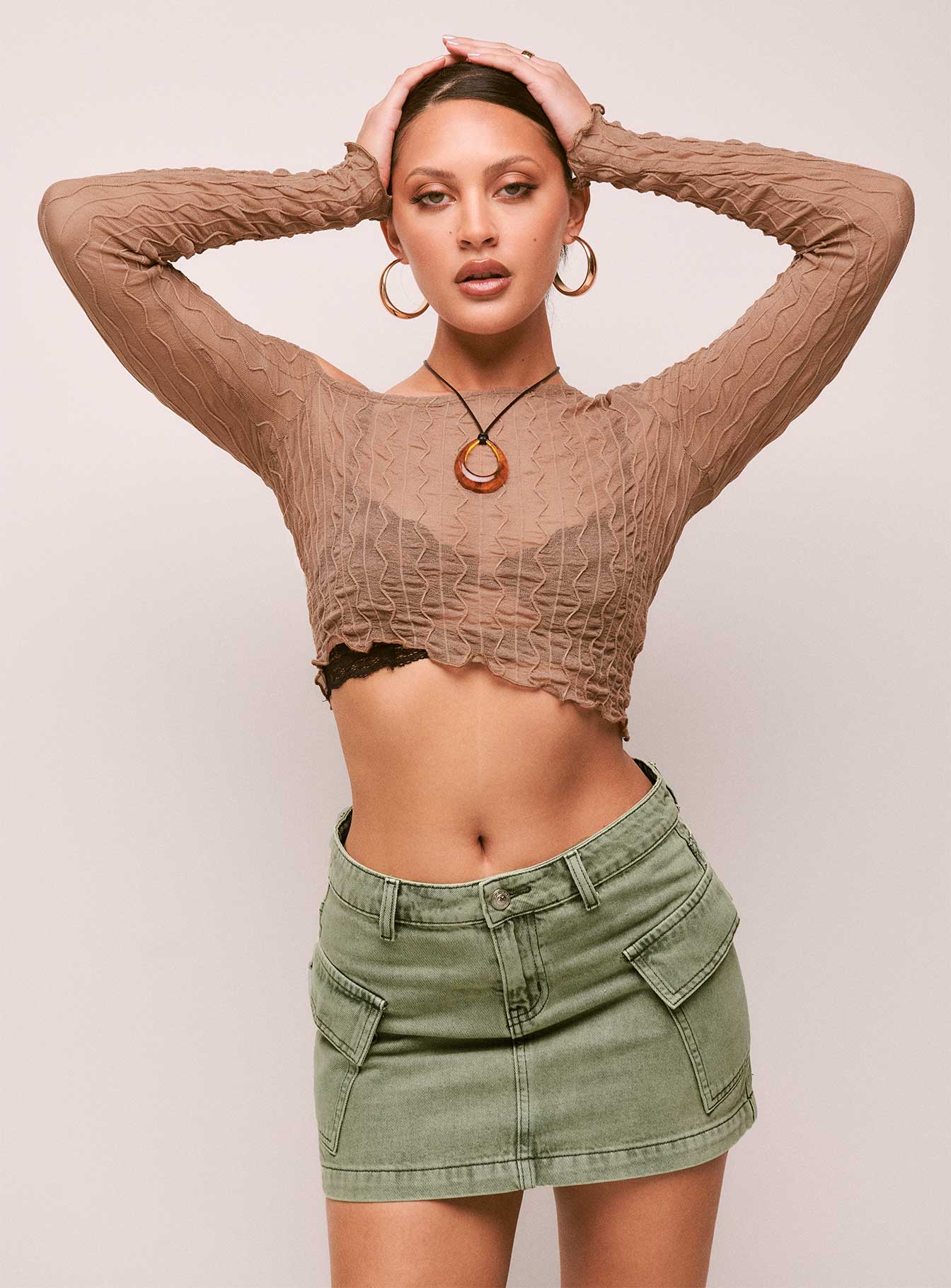 Alternative view of Zakai Cargo Denim Mini Skirt Green
