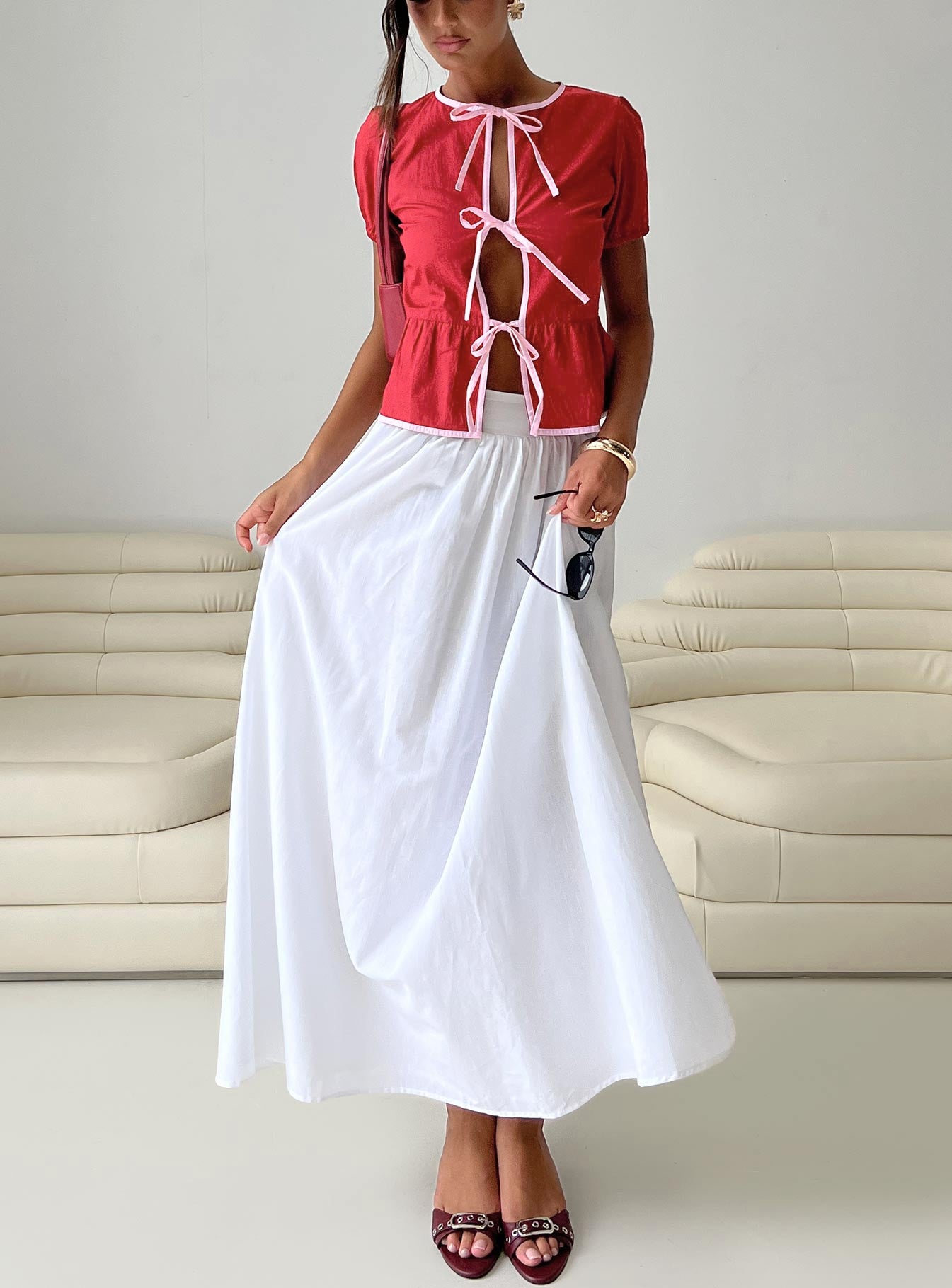 Alternative view of Valerio Maxi Skirt White