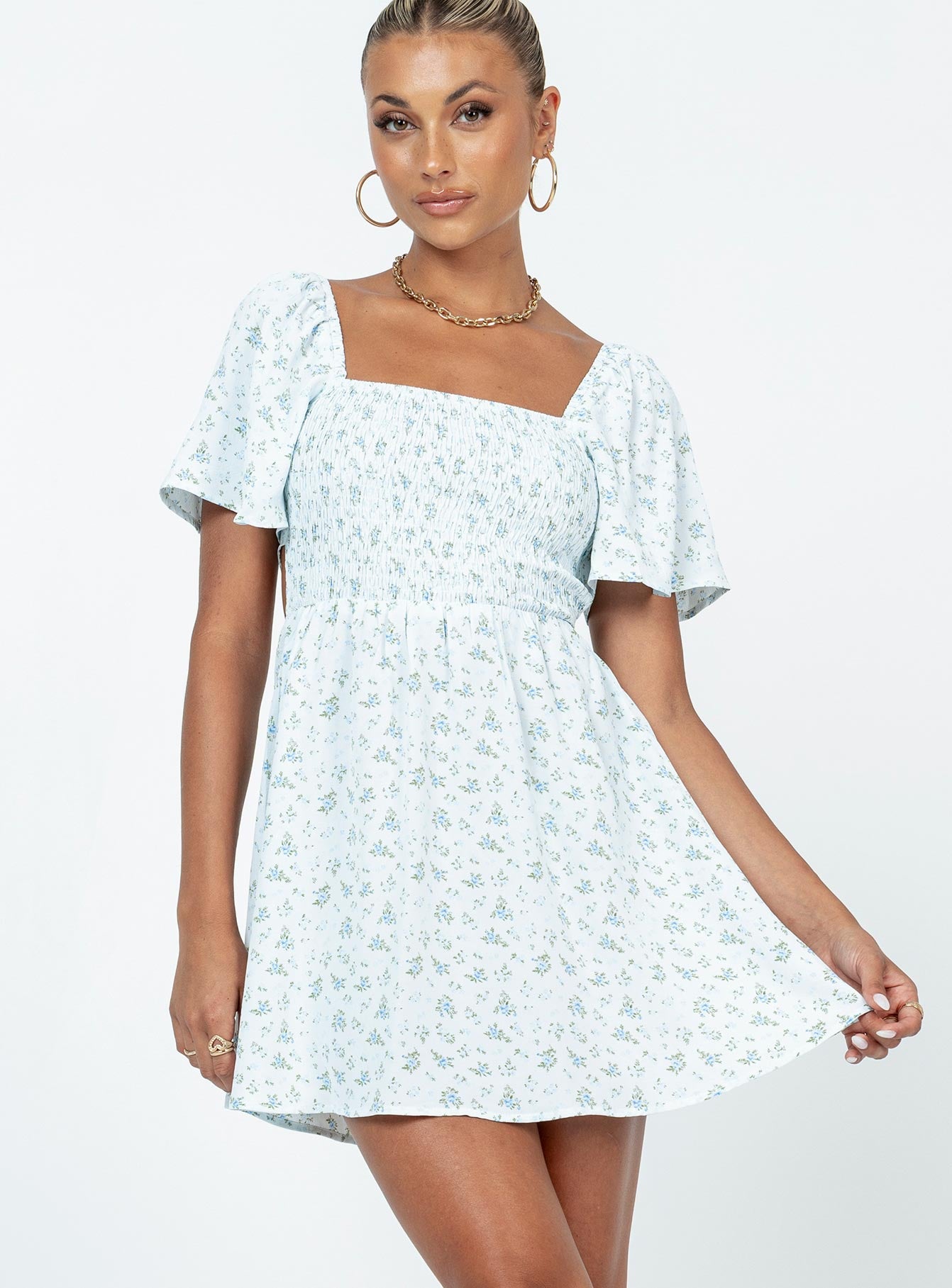 Alternative view of Summer Nights Mini Dress Blue Floral