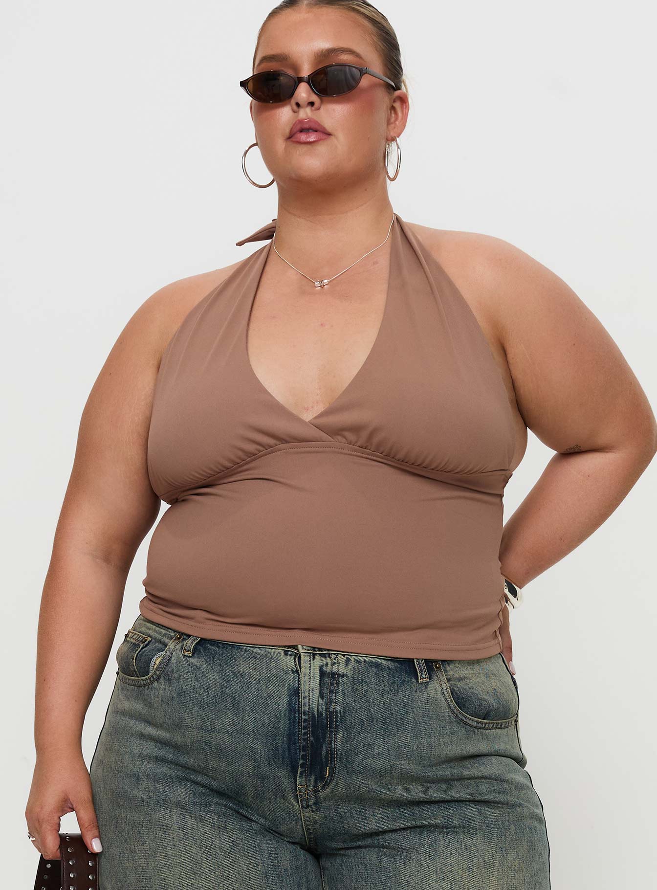 Alternative view of Whimsy Halter Top Chocolate Curve