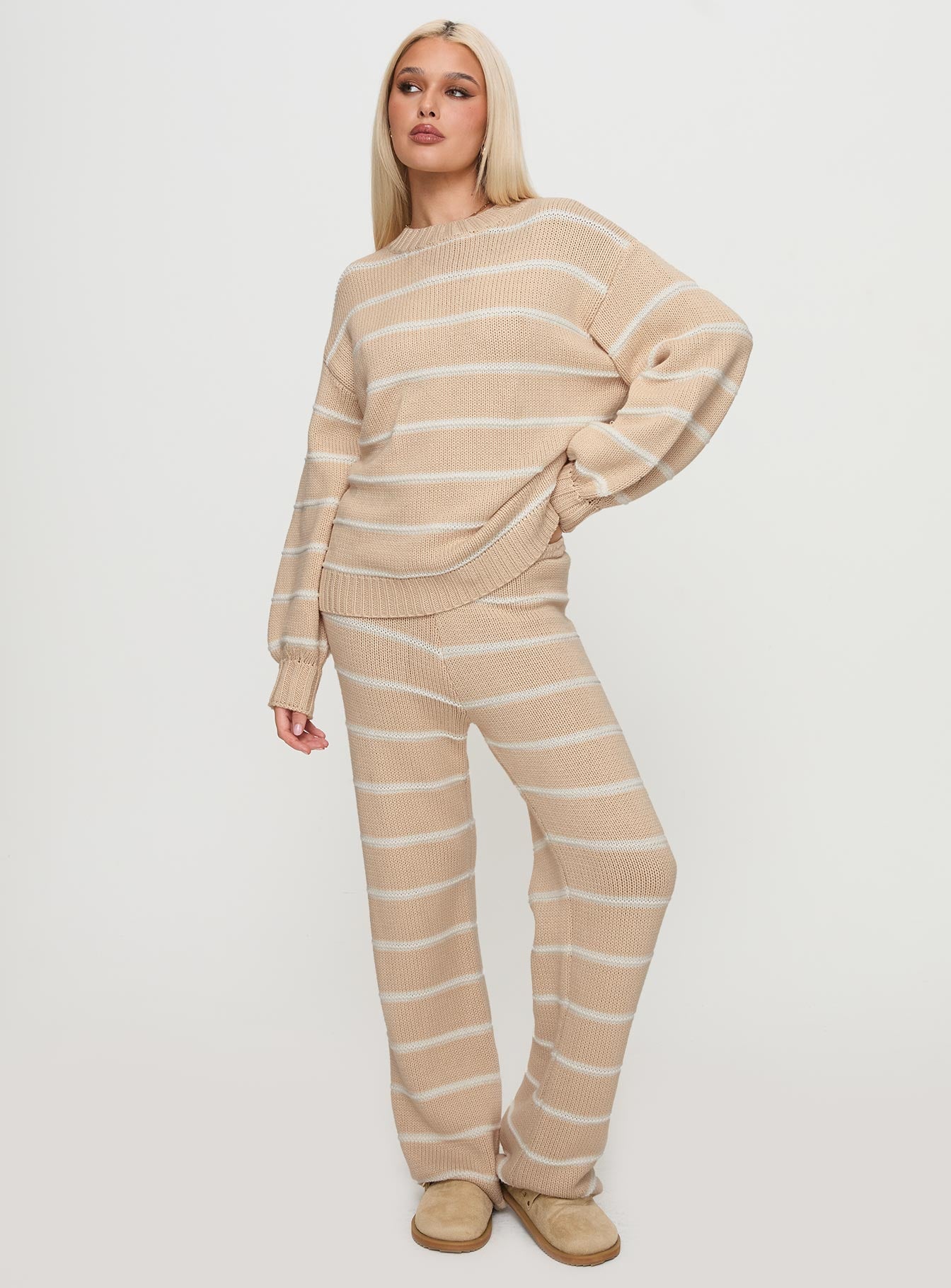 Alternative view of Read Your Mind Knit Sweater Cream Stripe