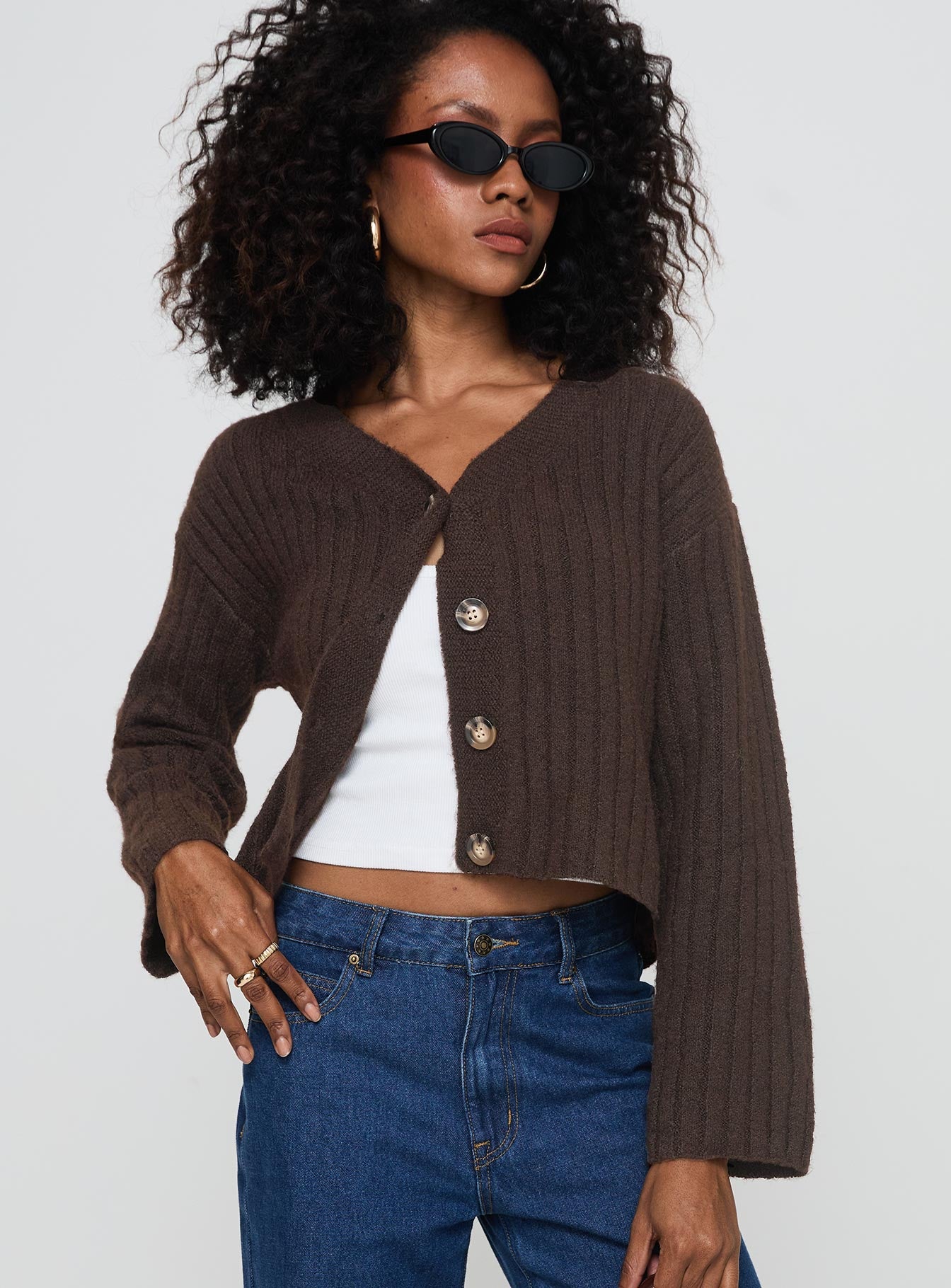 Alternative view of Romona Knit Cardigan Chocolate
