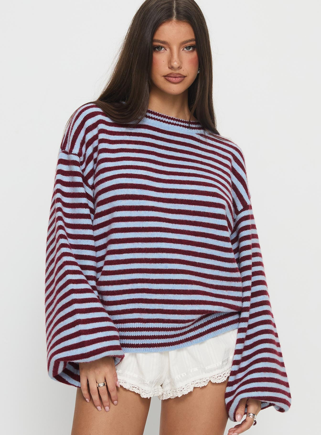 Alternative view of Winter Stroll Knit Sweater Blue Stripe
