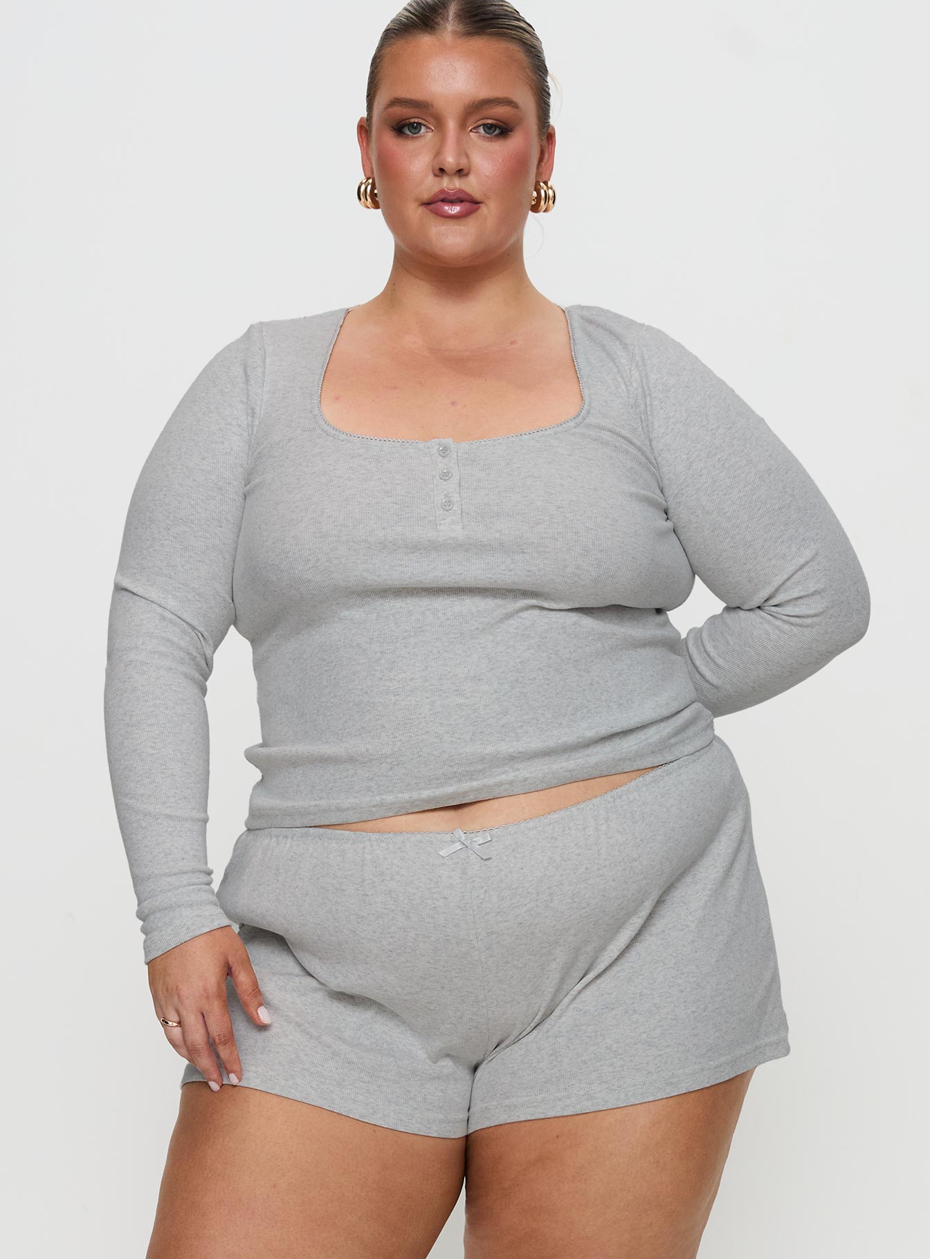 Alternative view of Sleepytea Rib Sleep Short Grey Curve