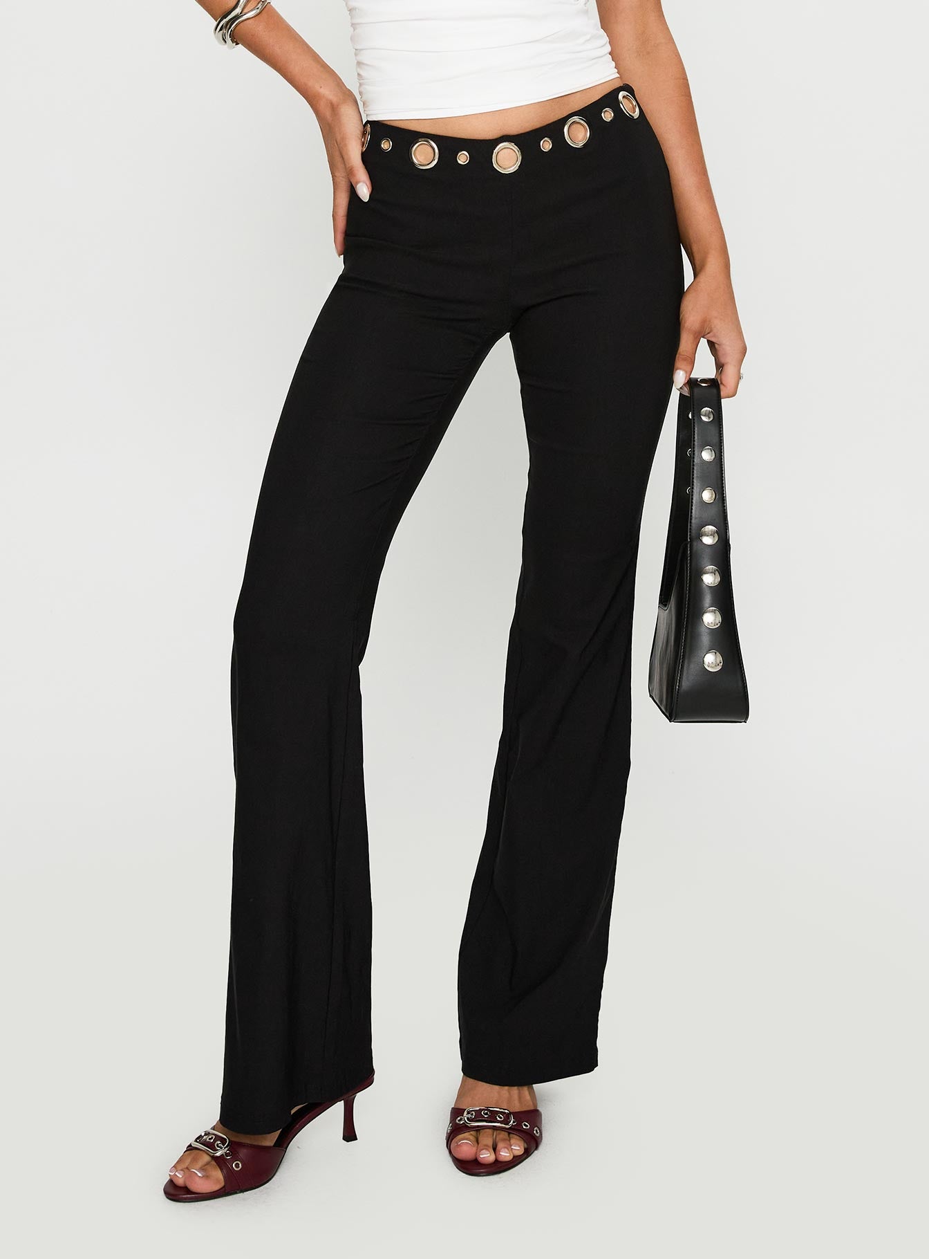 Alternative view of True Grit Eyelet Flare Pants Black