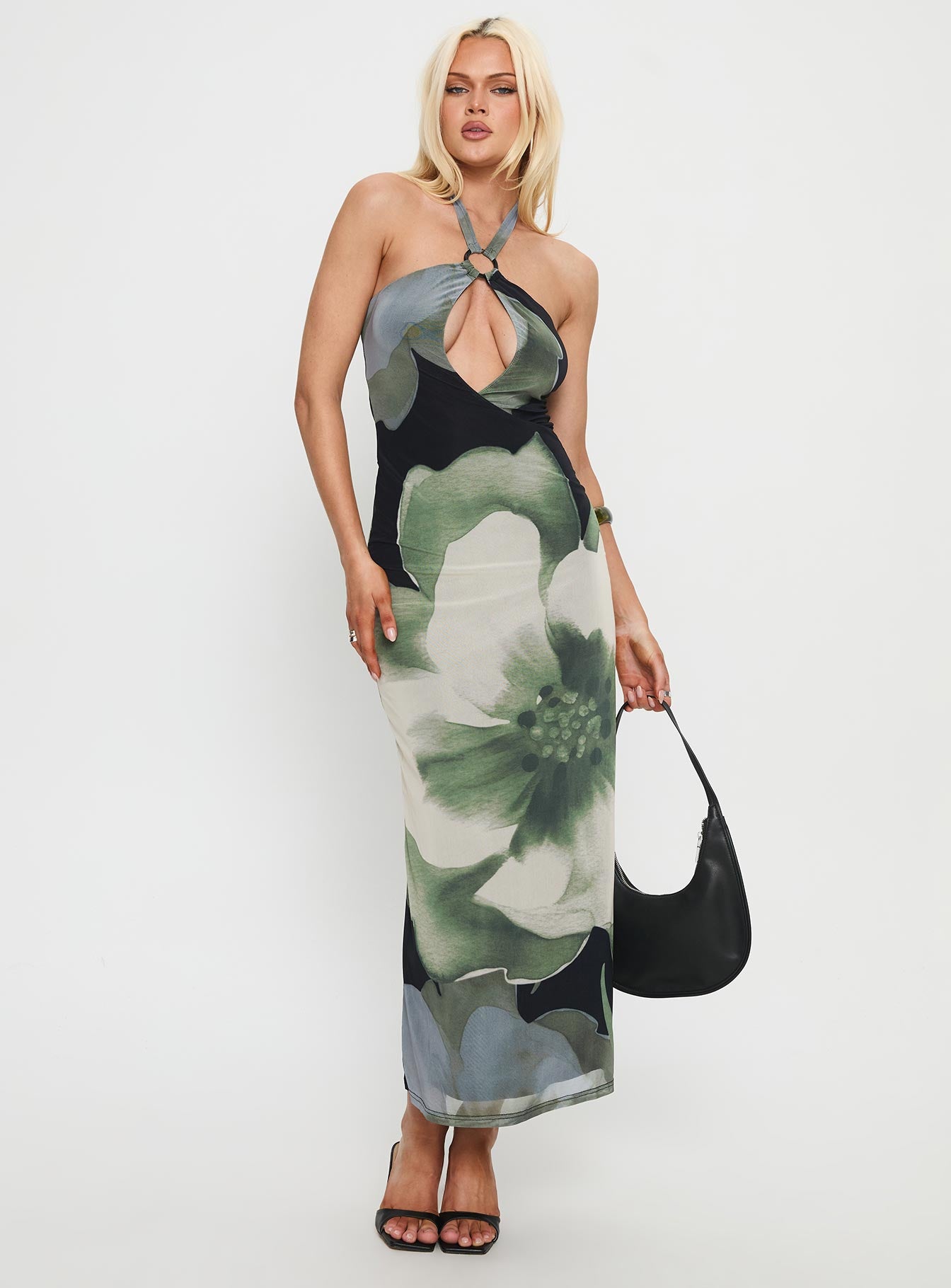 Alternative view of Zelle Halter Cut Out Maxi Dress Blue Multi