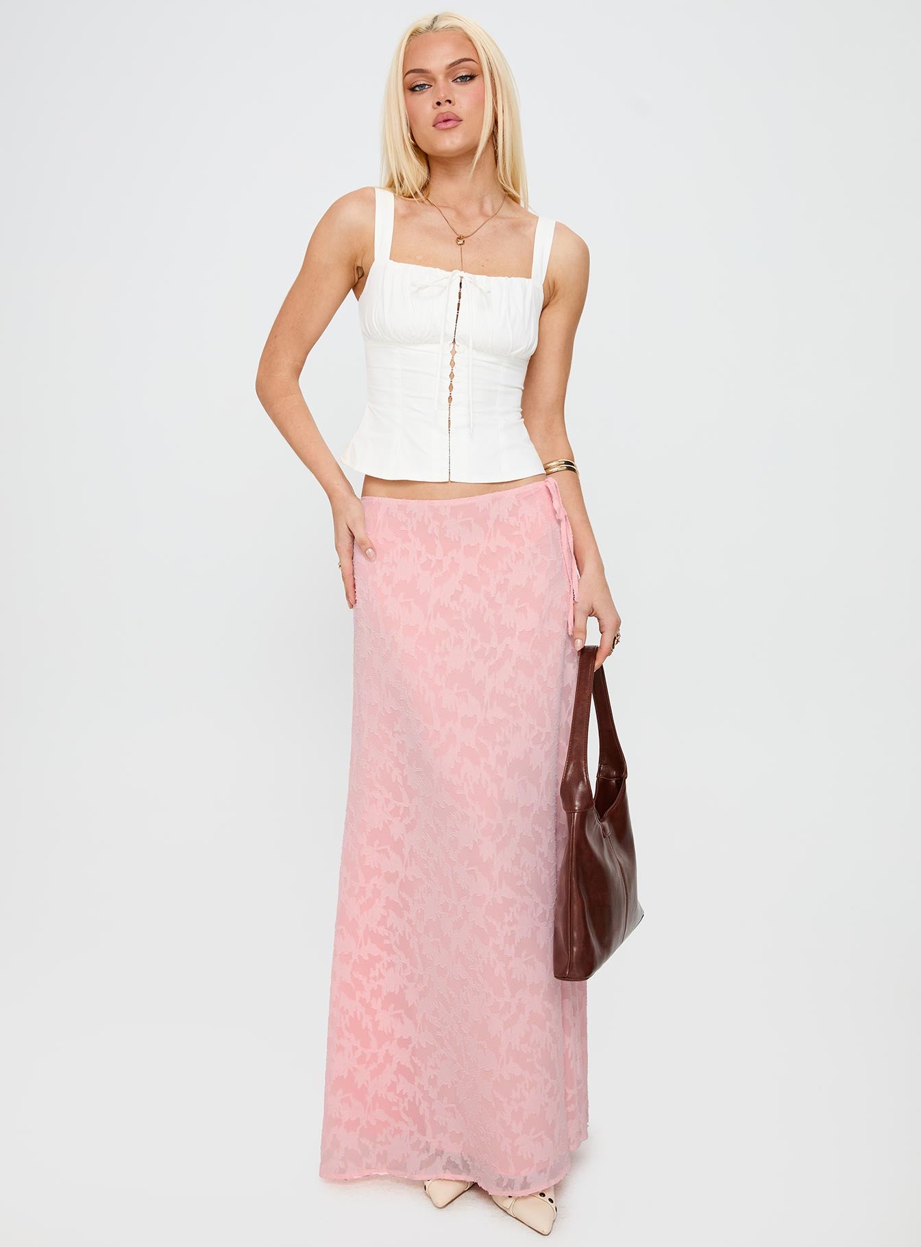 Alternative view of Youthful Spirit Lace Maxi Skirt Pink