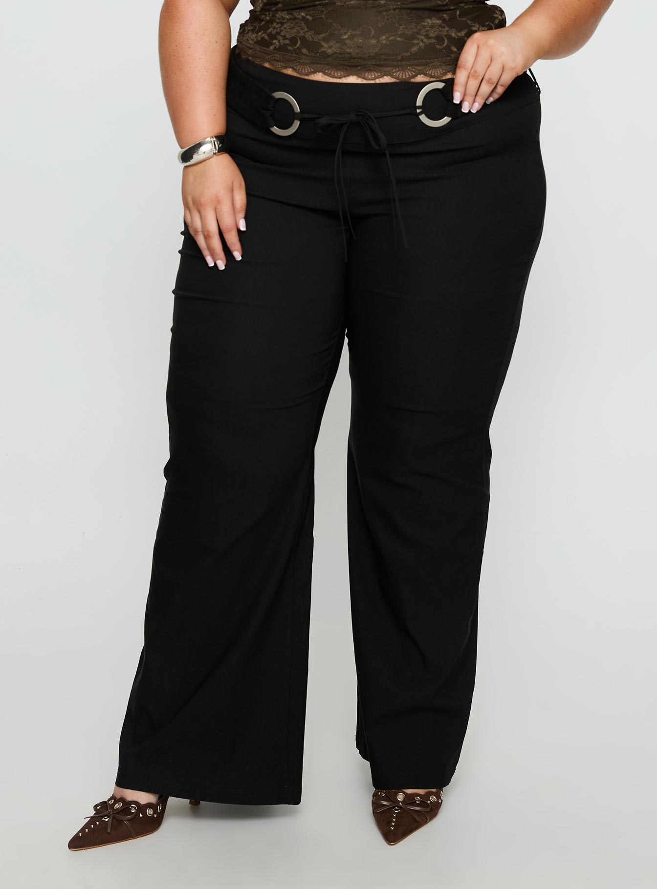 Alternative view of Twinflame Low Rise Hardware Pants Black Curve