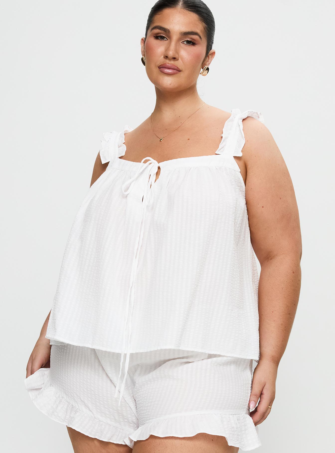 Alternative view of Santabelle Frill Top White Curve