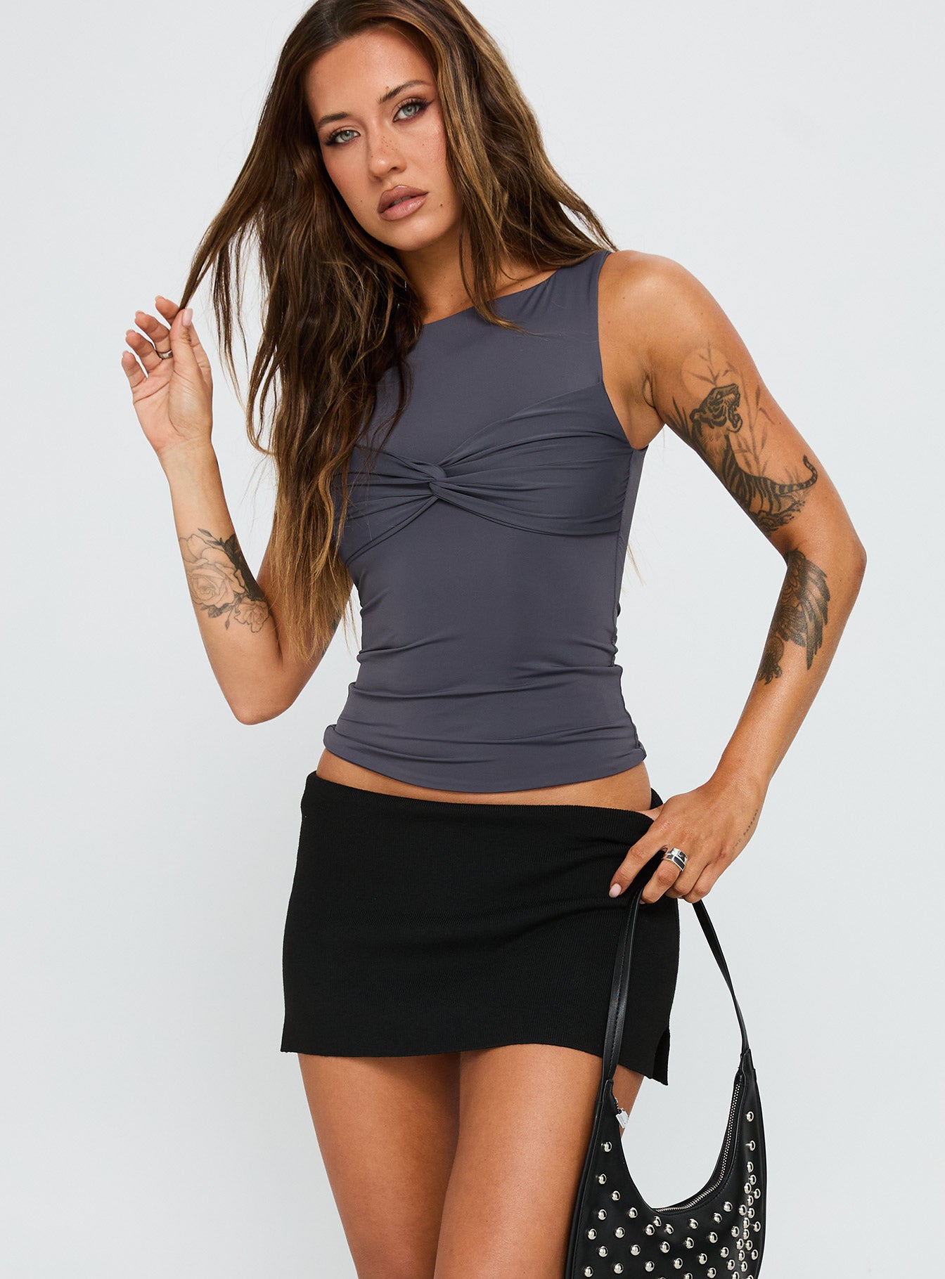 Alternative view of Sparky Mid Rise Skort Black