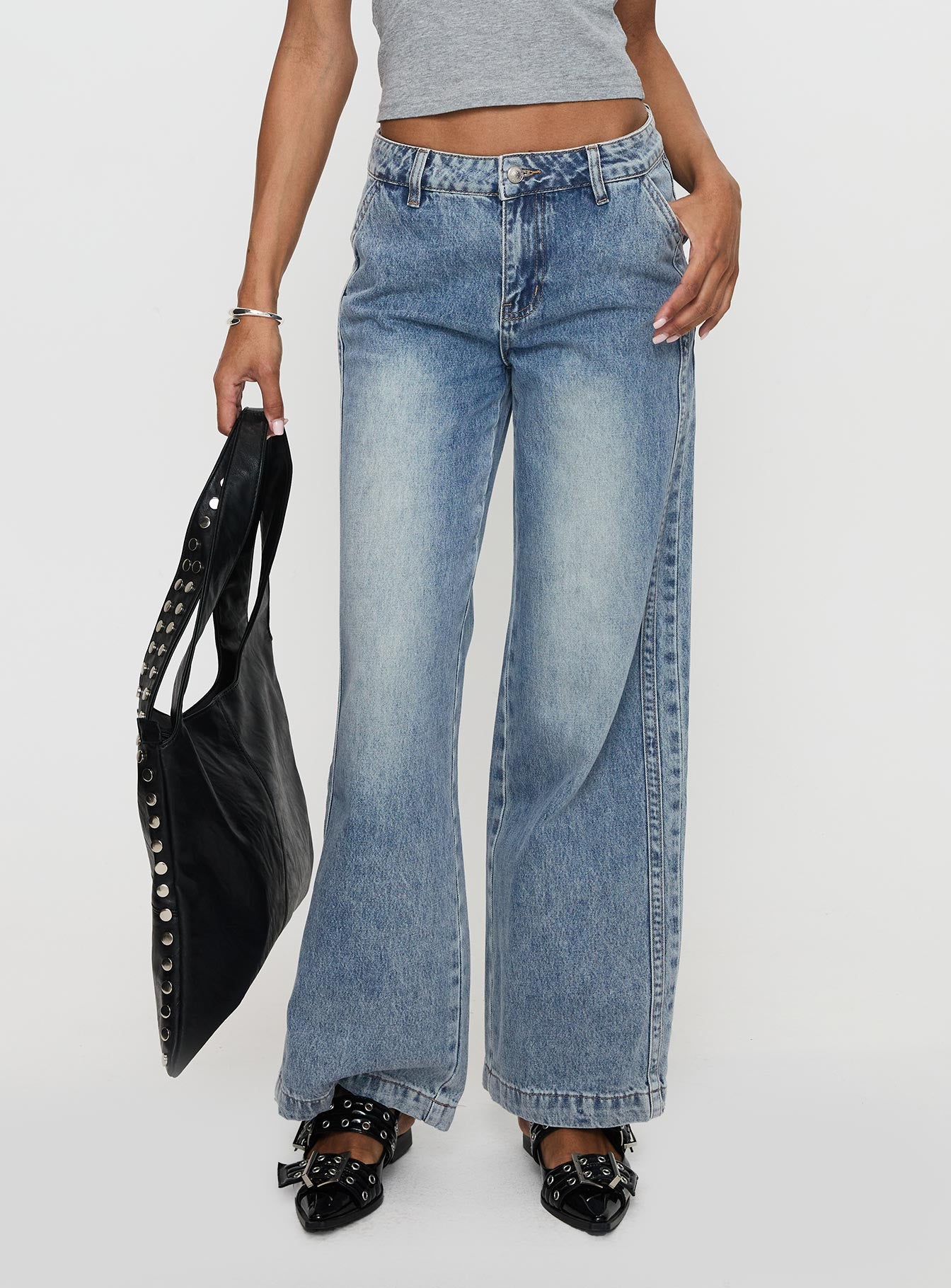 Alternative view of Skipper Low Rise Wide Leg Jeans Vintage Blue