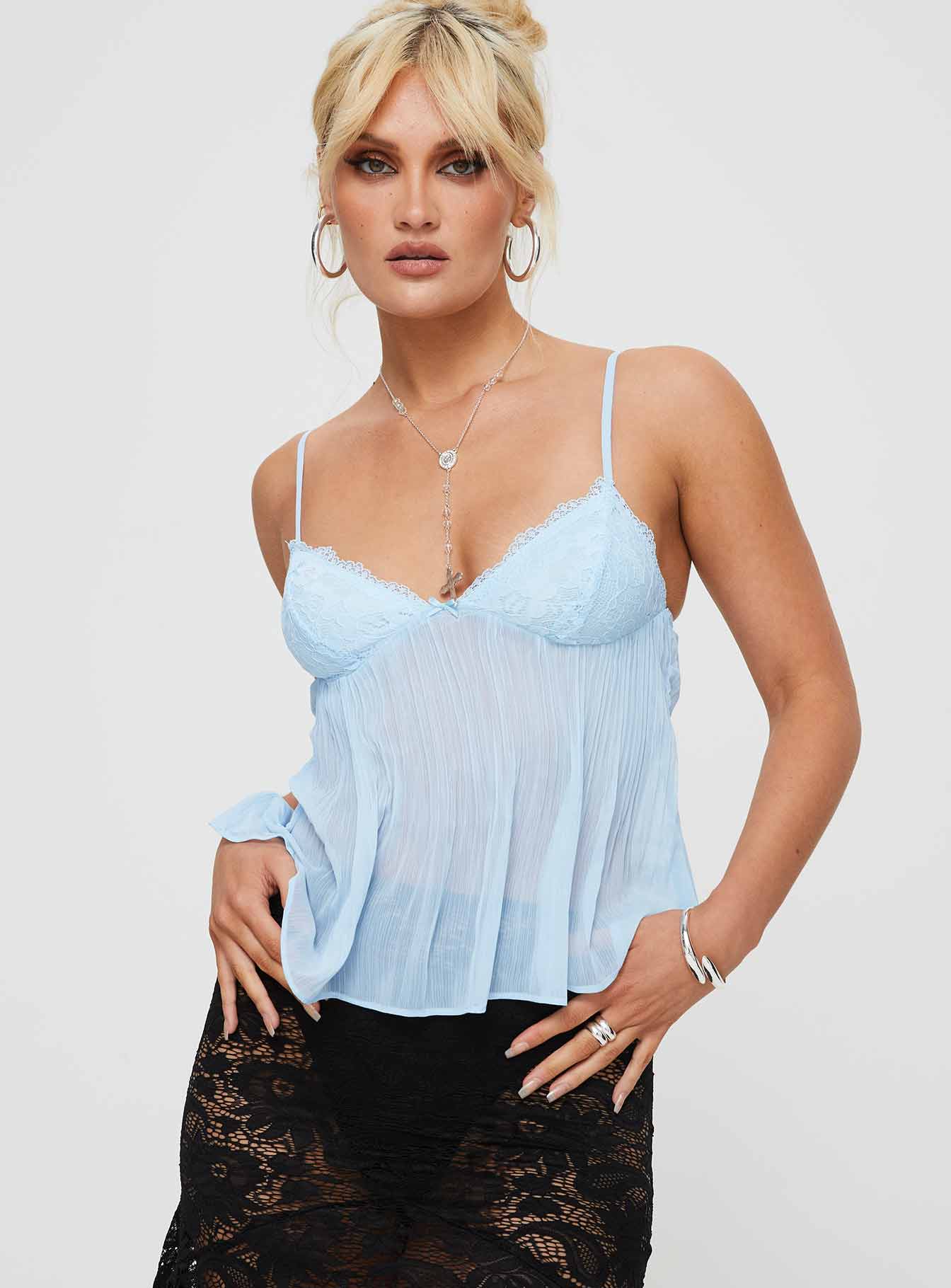 Alternative view of Zami Pleat Top Blue