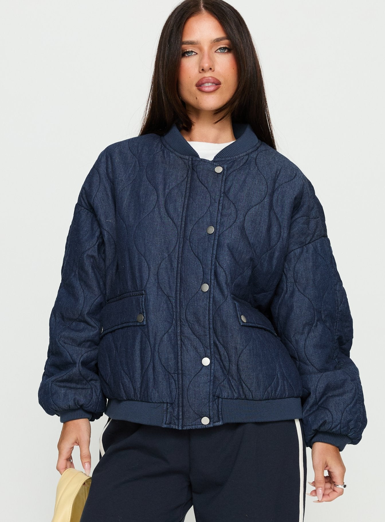 Alternative view of Stick Season Quilted Jacket Navy