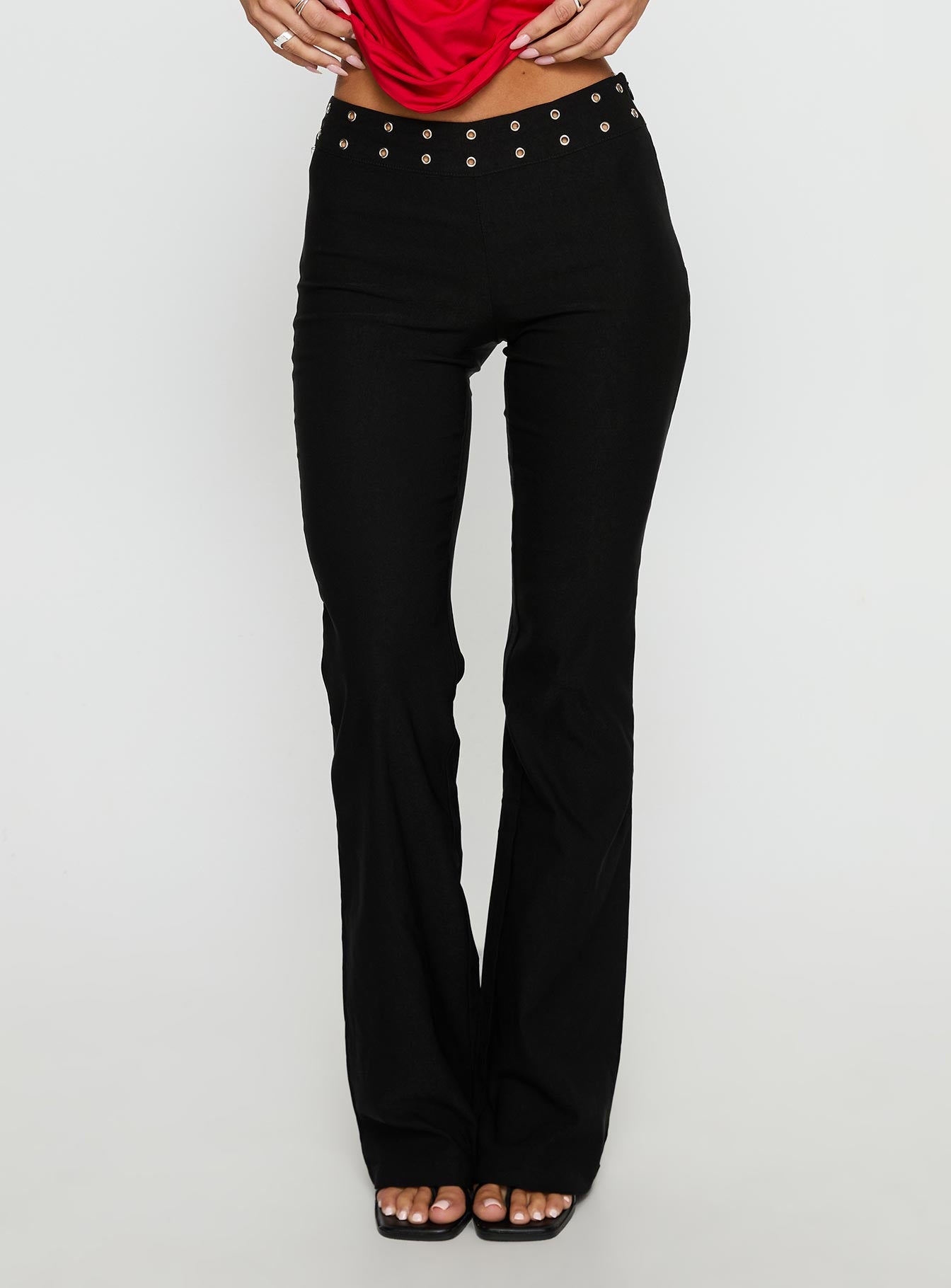Alternative view of Yevina Eyelet Flare Pant Black