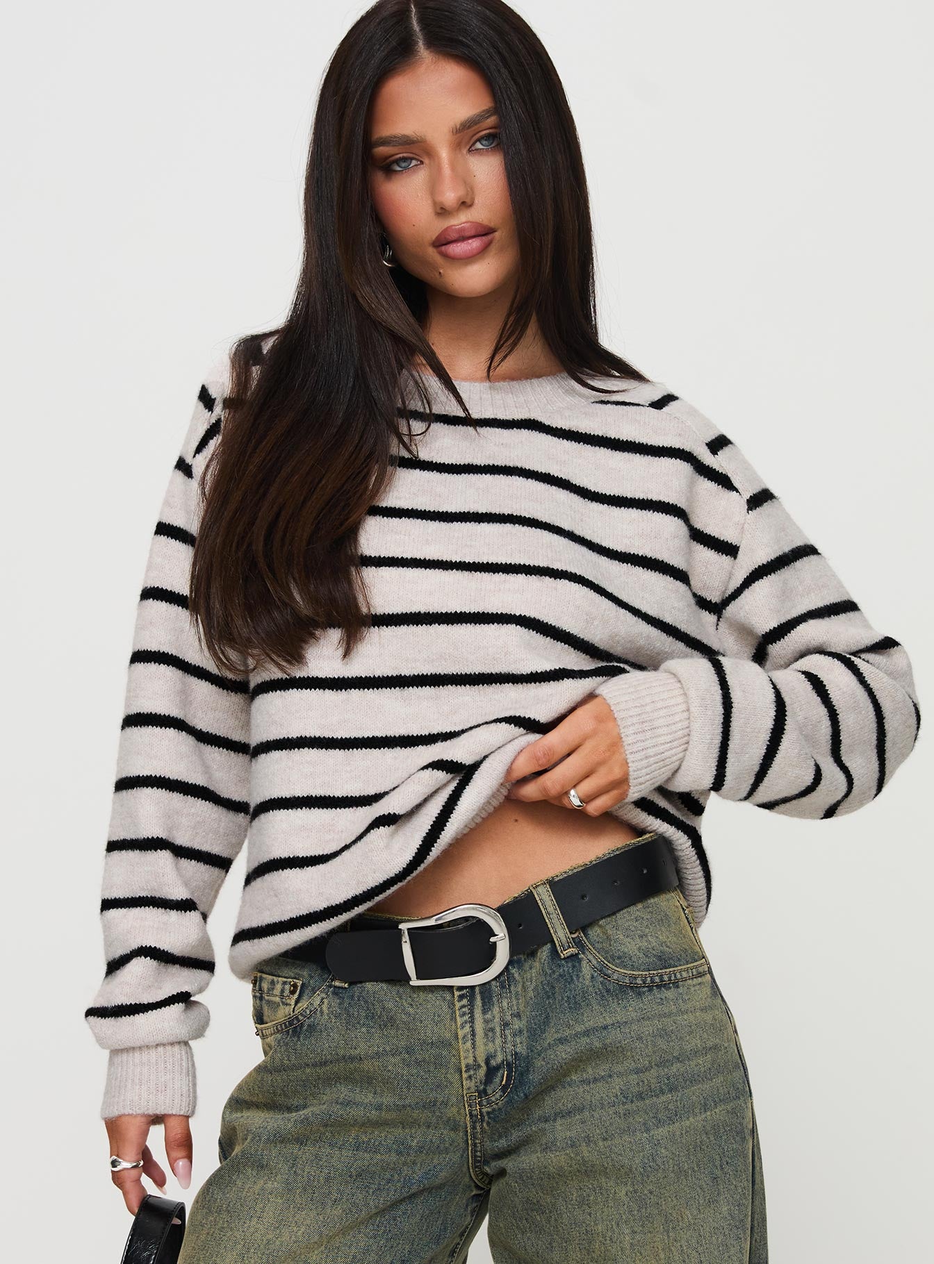Alternative view of Souvenirs Knit Sweater Grey Stripe