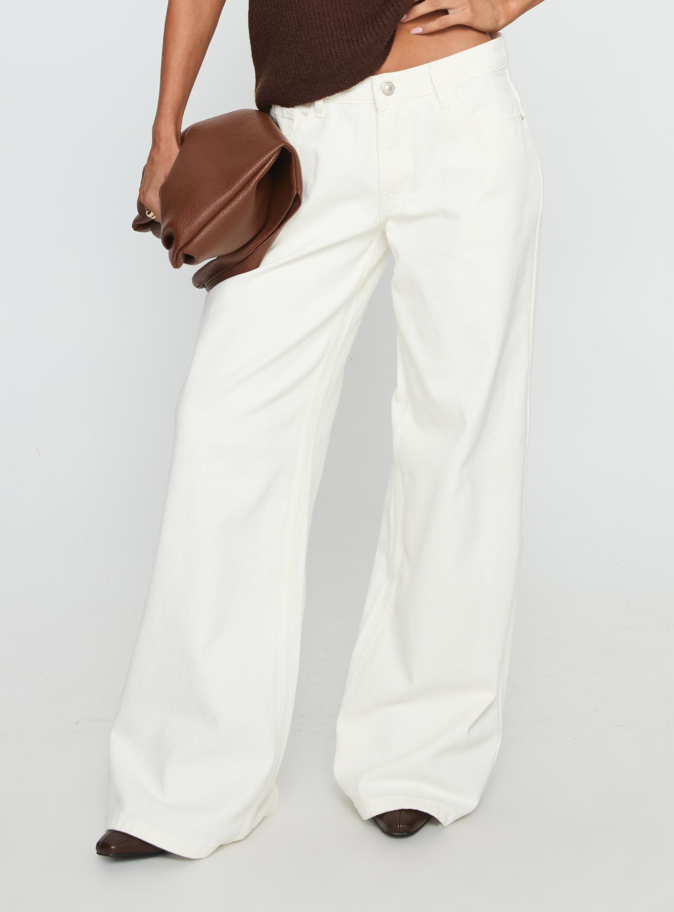 Alternative view of Ramos Low Rise Wide Leg Jeans White
