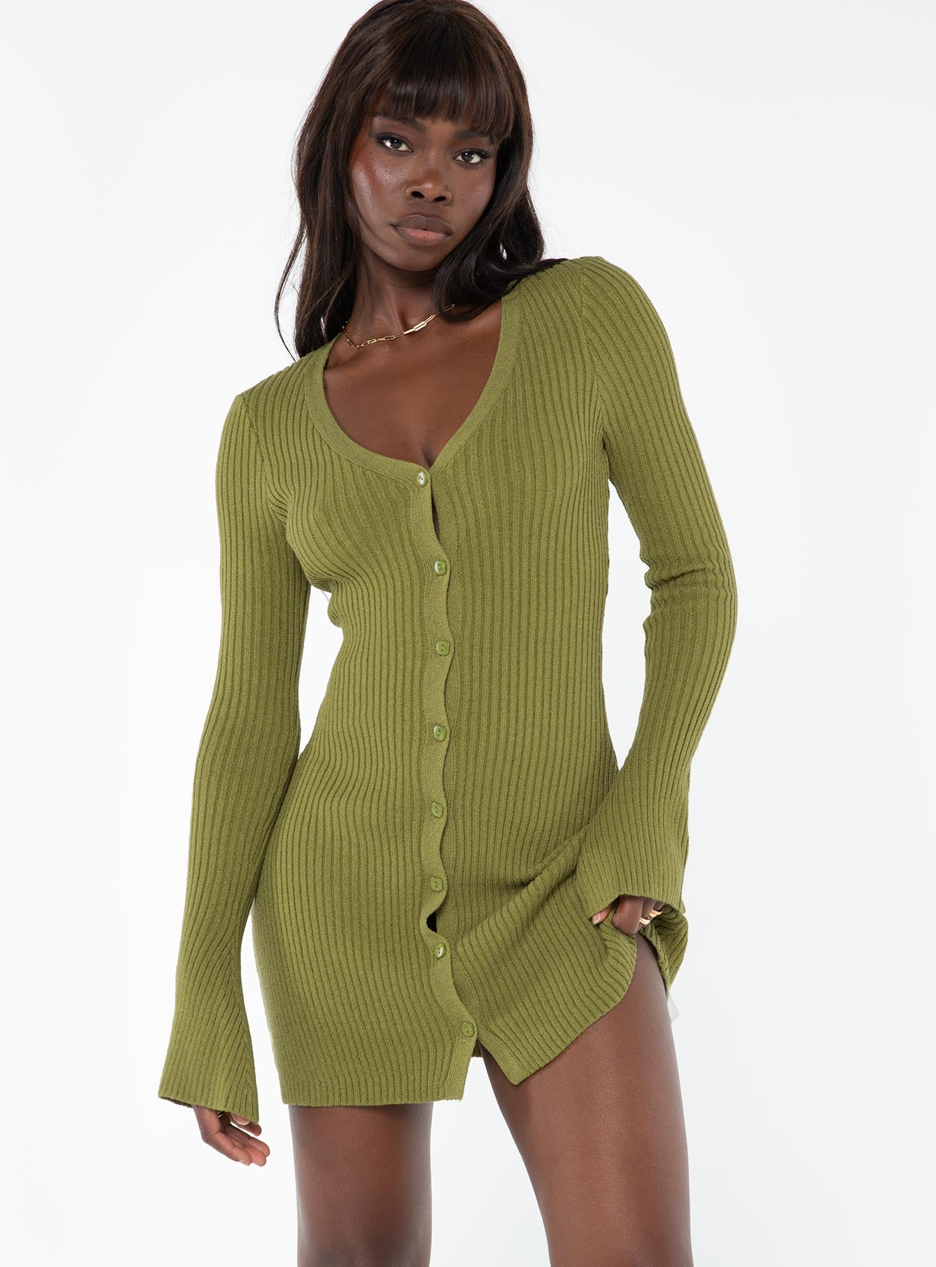 Alternative view of Waldin Long Sleeve Mini Dress Olive