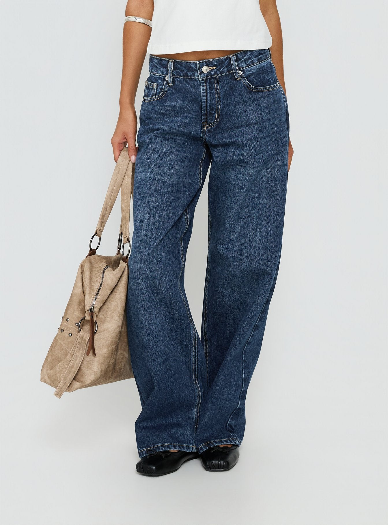 Serenitia Mid Rise Straight Leg Relaxed Jeans Dark Blue Wash - Image 2