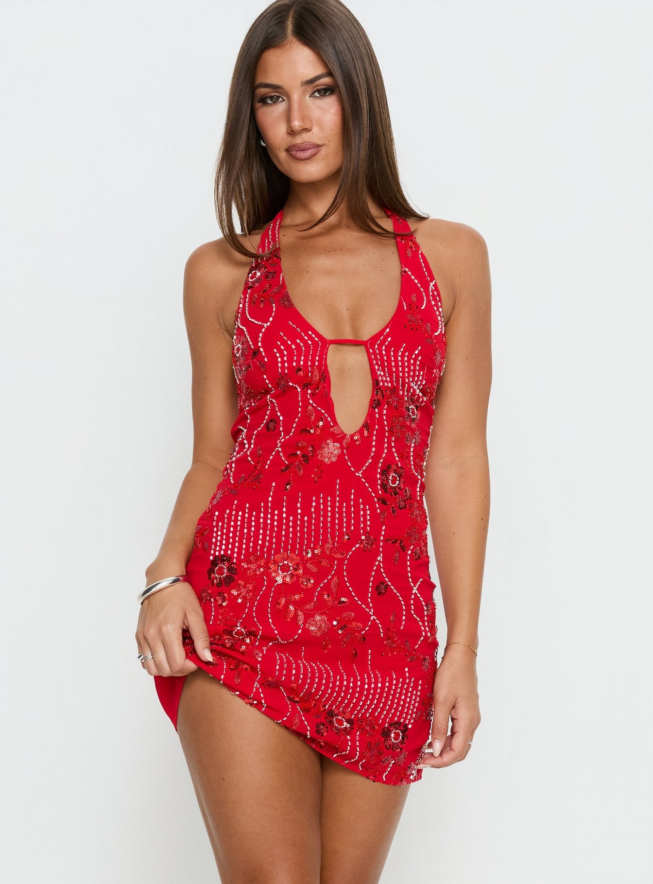 Alternative view of Telenova Halter Mini Dress Red