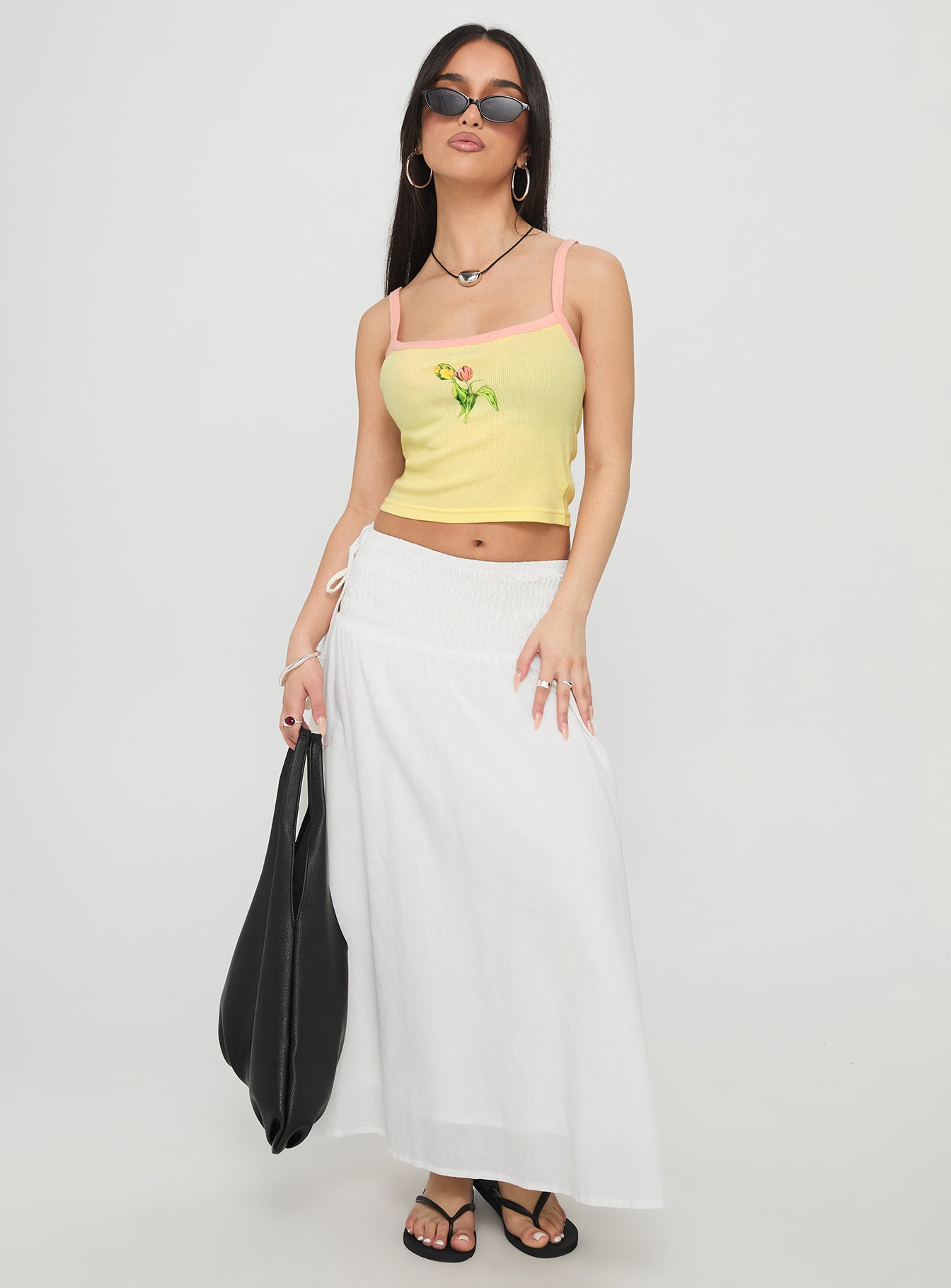 Alternative view of Vence Ruched Maxi Skirt White