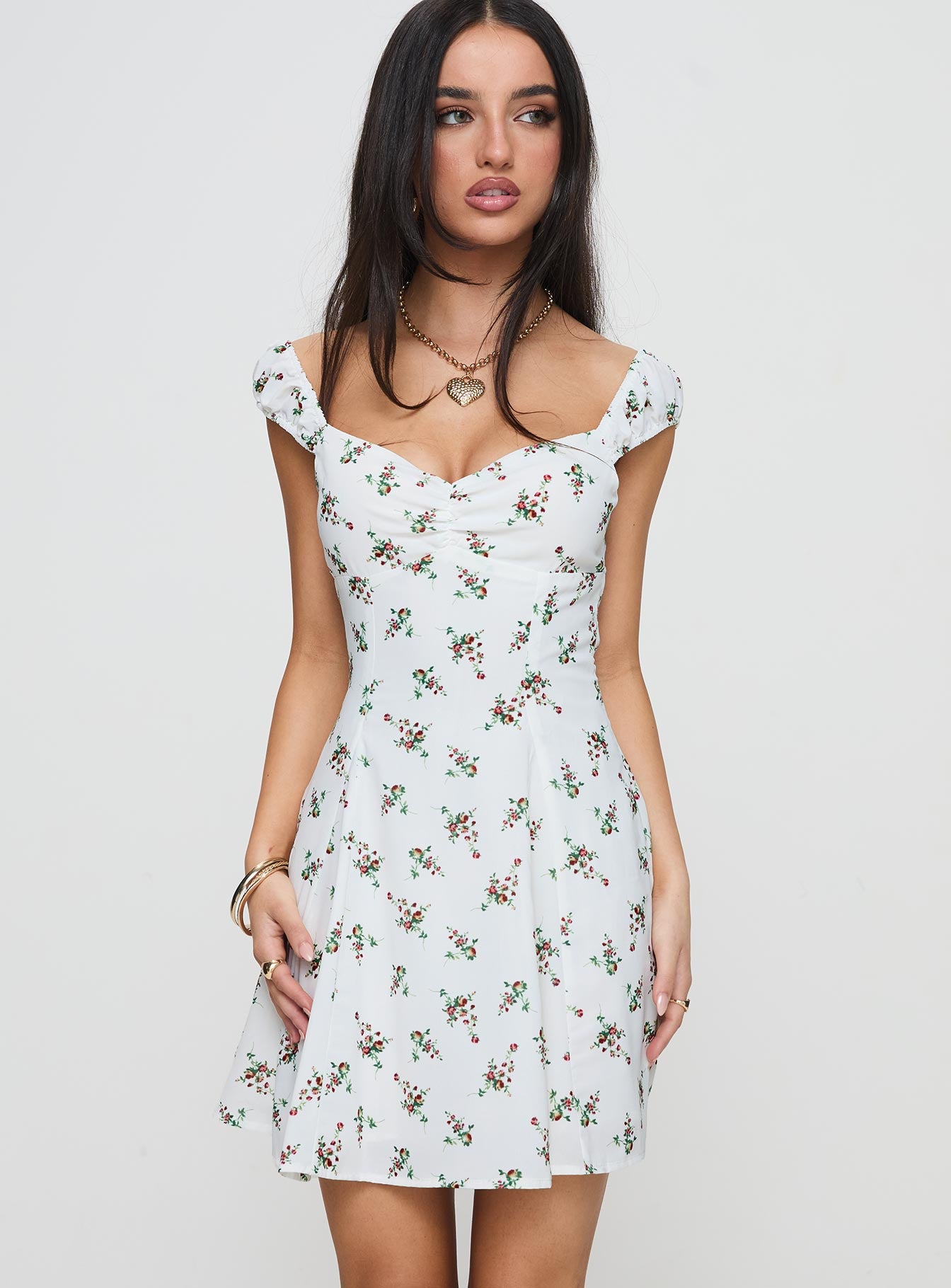 True Lives Mini Dress White Floral - Image 2
