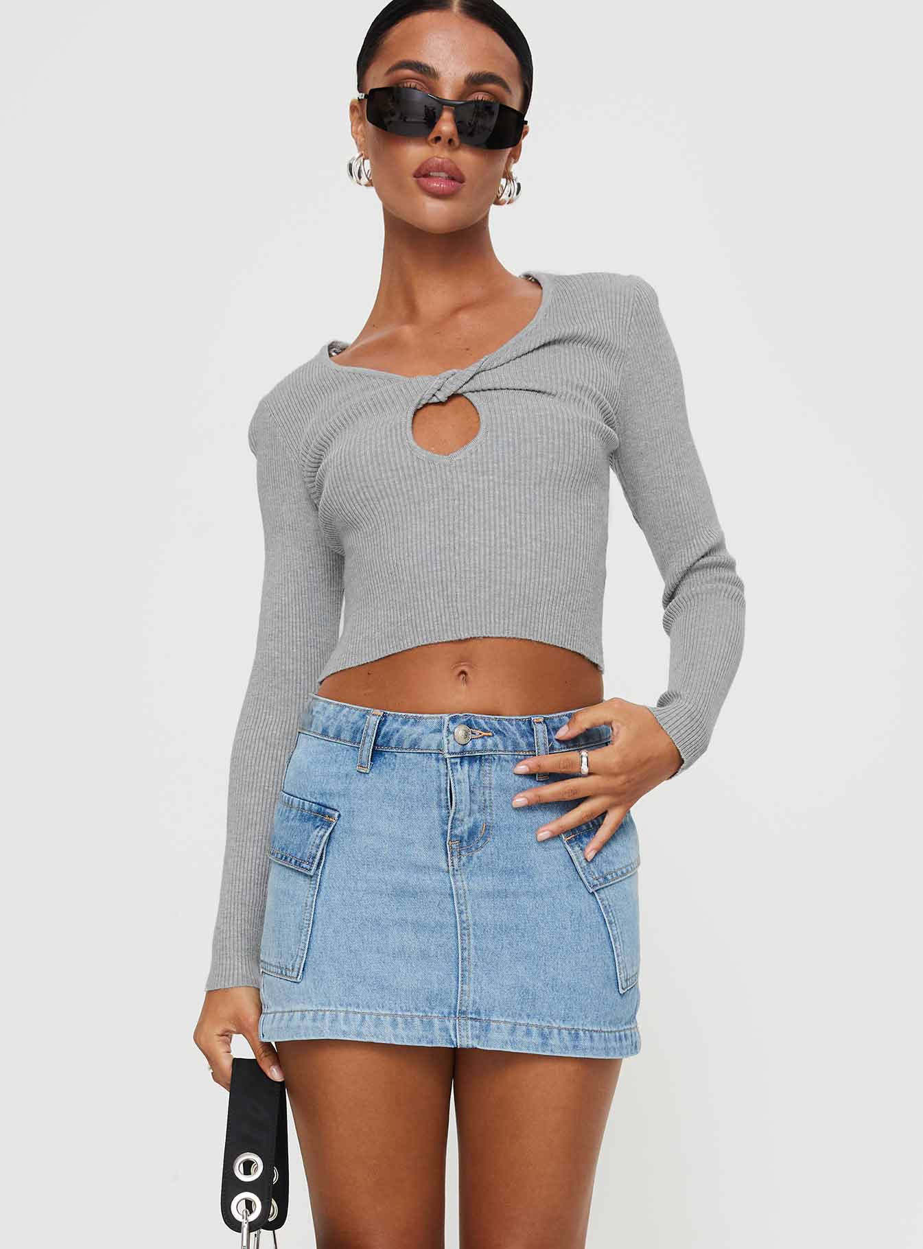 Alternative view of Zakai Cargo Denim Mini Skirt Ice Blue