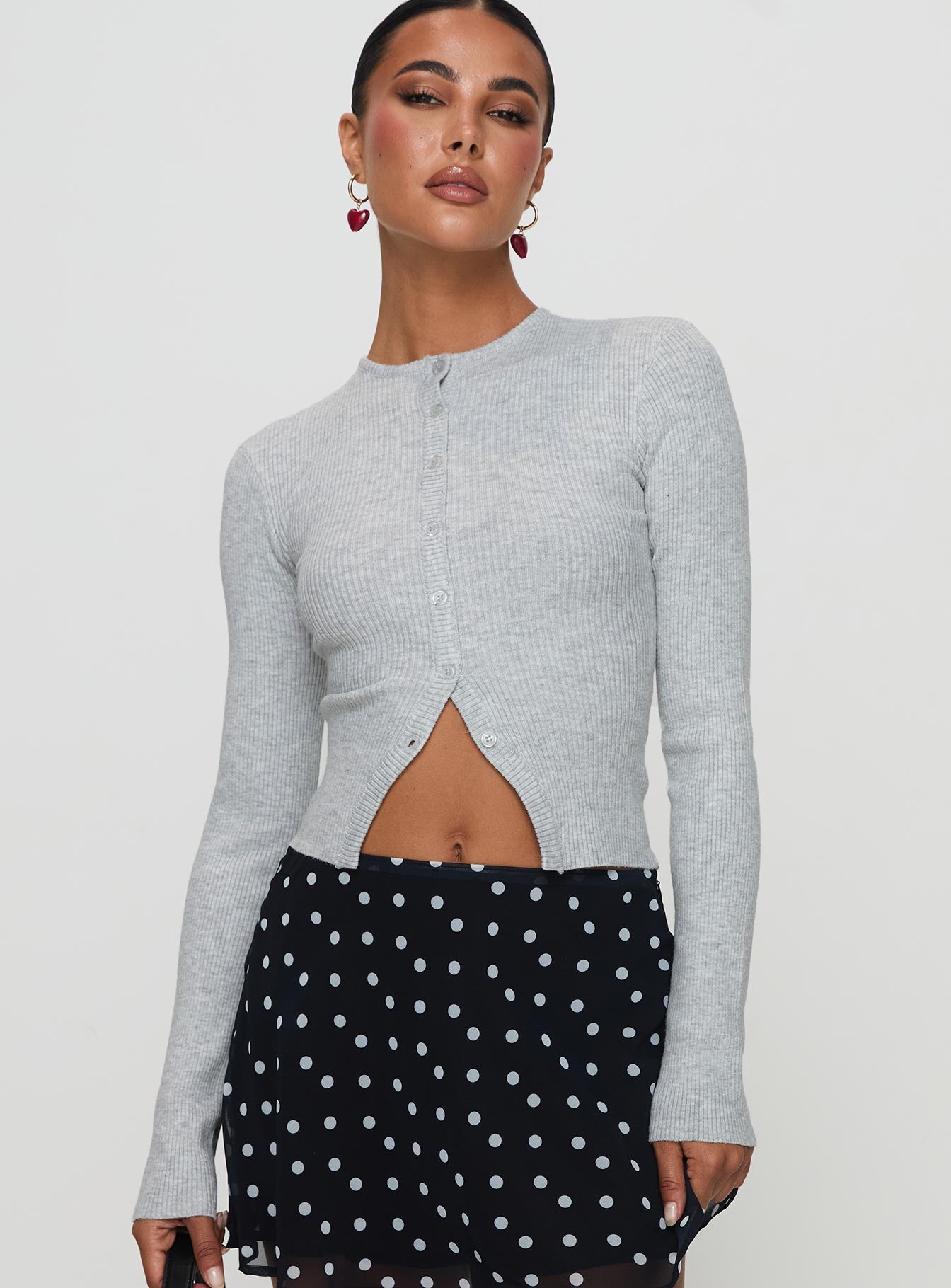 Alternative view of Suzu Long Sleeve Knit Top Grey