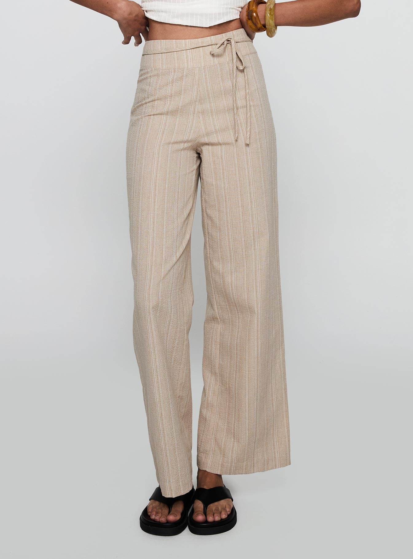 Alternative view of Rush Hours Tie Up Pants Beige