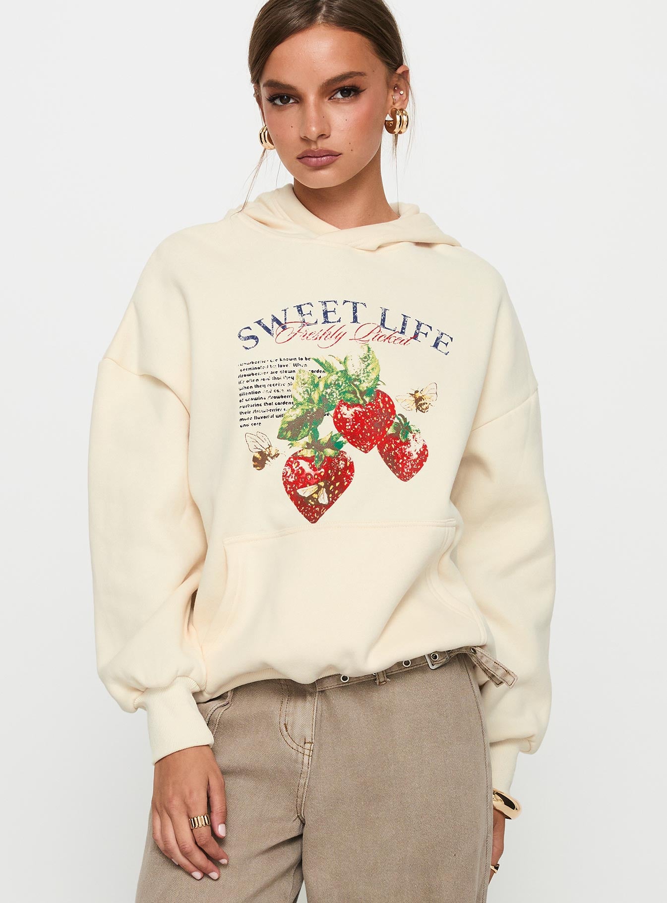 Sweet Life Graphic Sweater Cream - Image 2