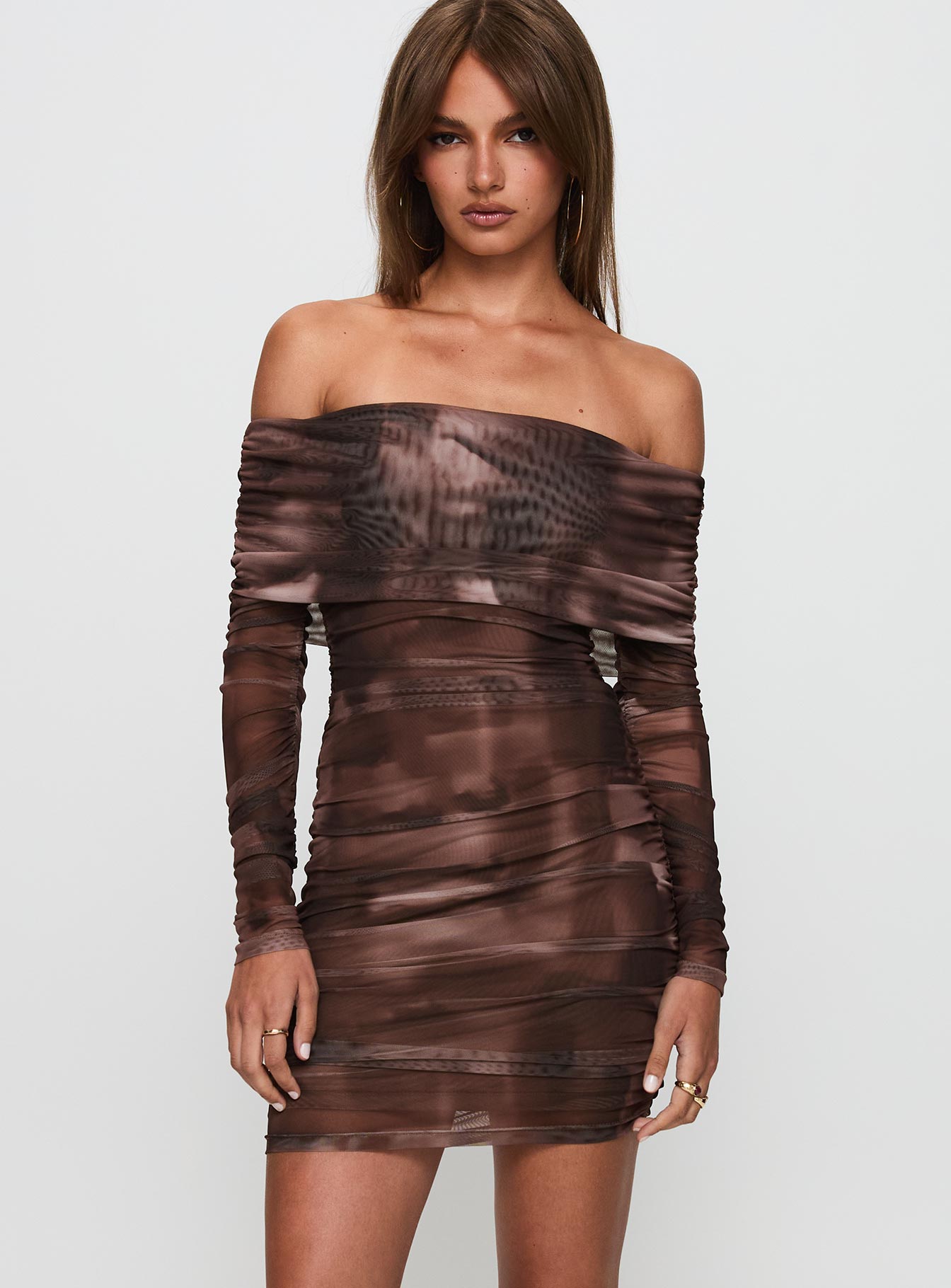 Alternative view of Raquella Long Sleeve Mini Dress Brown