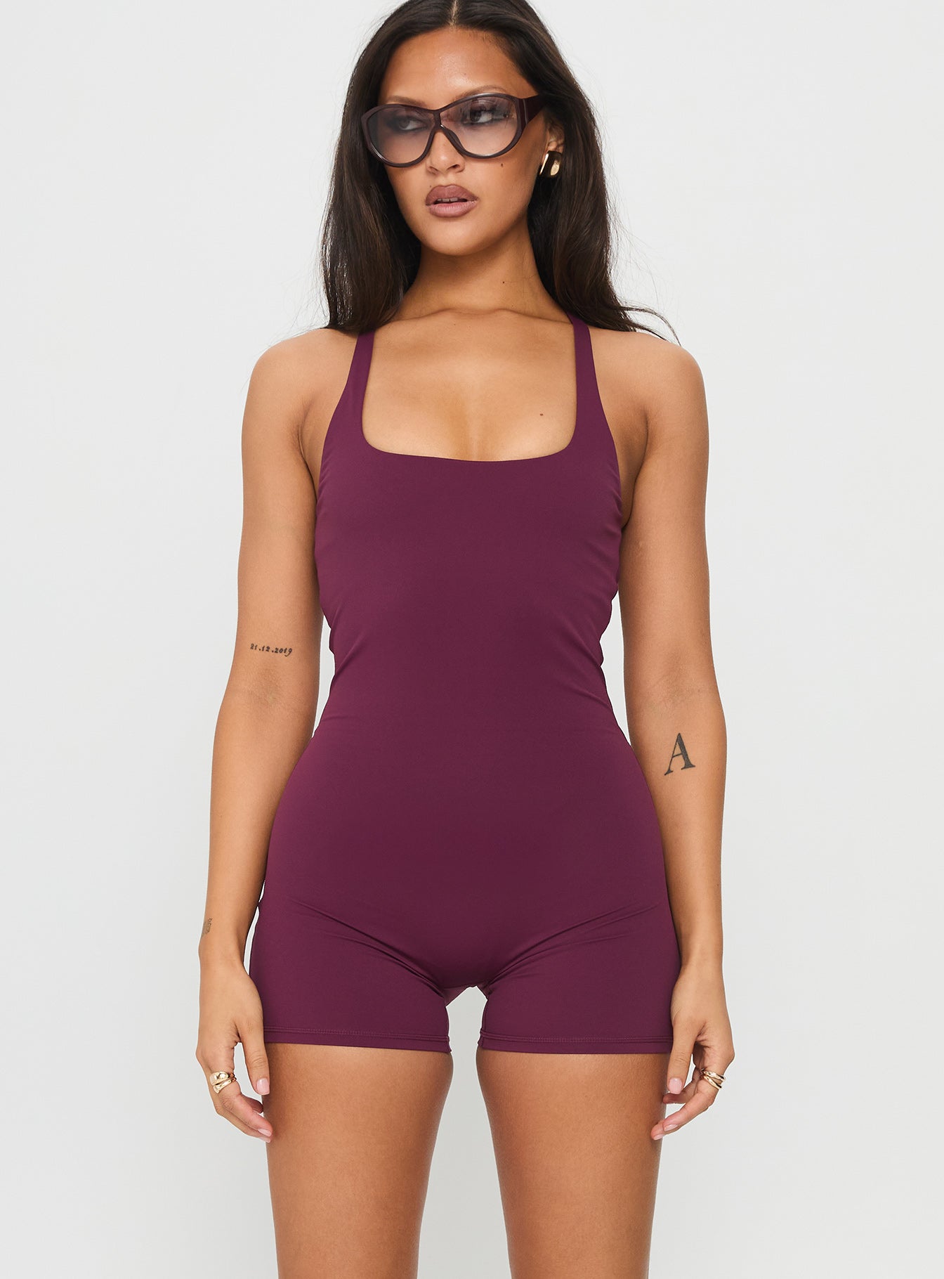 Alternative view of Run The Play Active Romper Plum