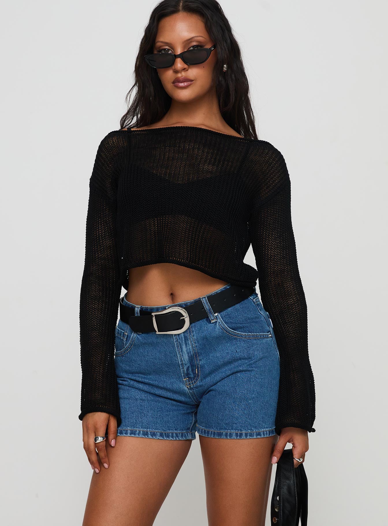 Alternative view of Saldana Shorts Mid Blue Denim Petite