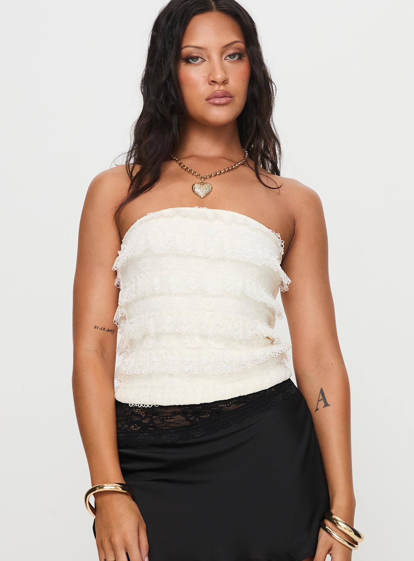 Alternative view of Saturn Returns Strapless Lace Top Cream