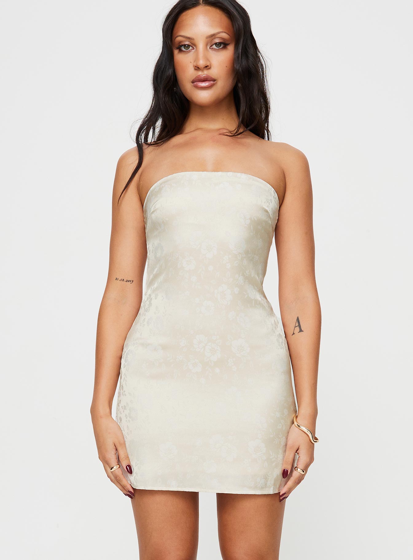 Alternative view of Ramie Strapless Mini Dress Champagne