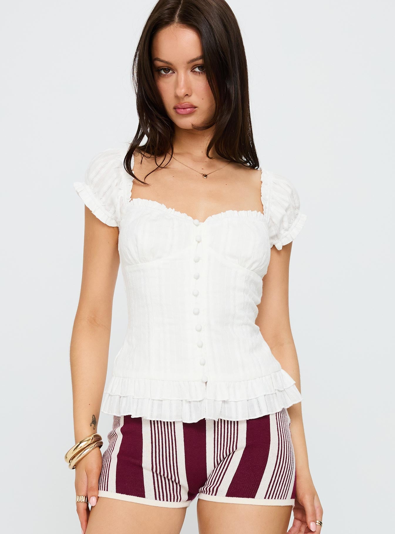 Alternative view of Suiter Frill Detail Top White