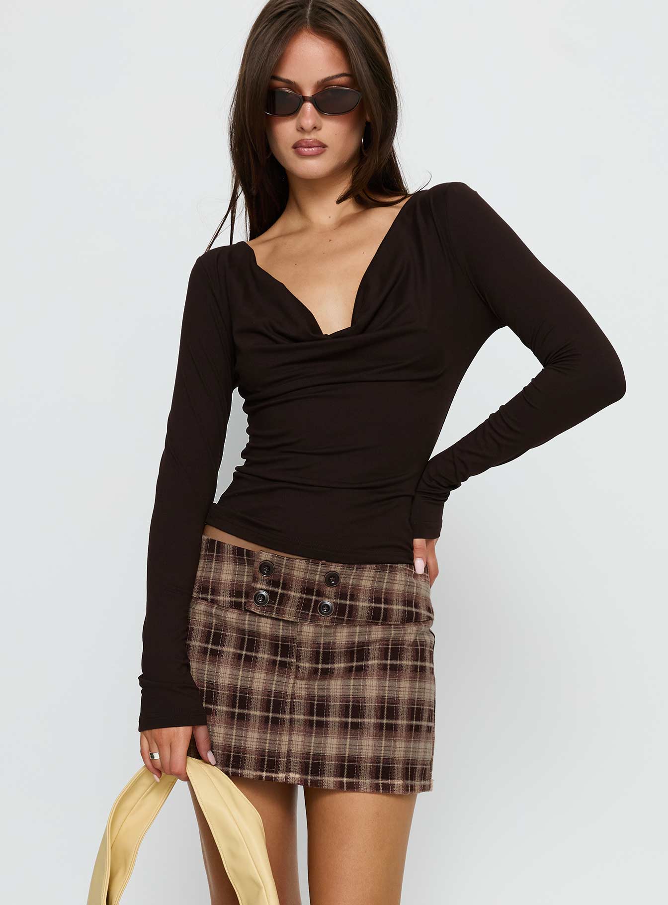 Alternative view of Strikes Again Skort Brown Check