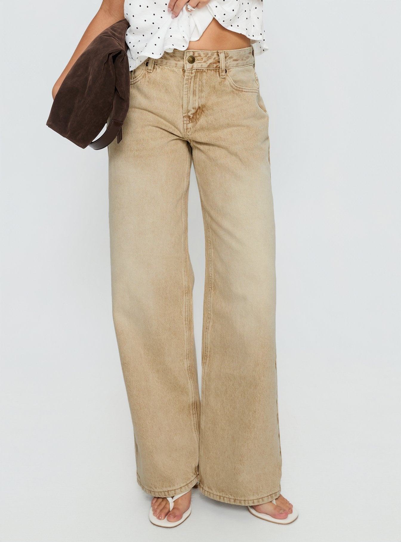 Alternative view of Serenitia Mid Rise Relaxed Jeans Sandy Brown Wash