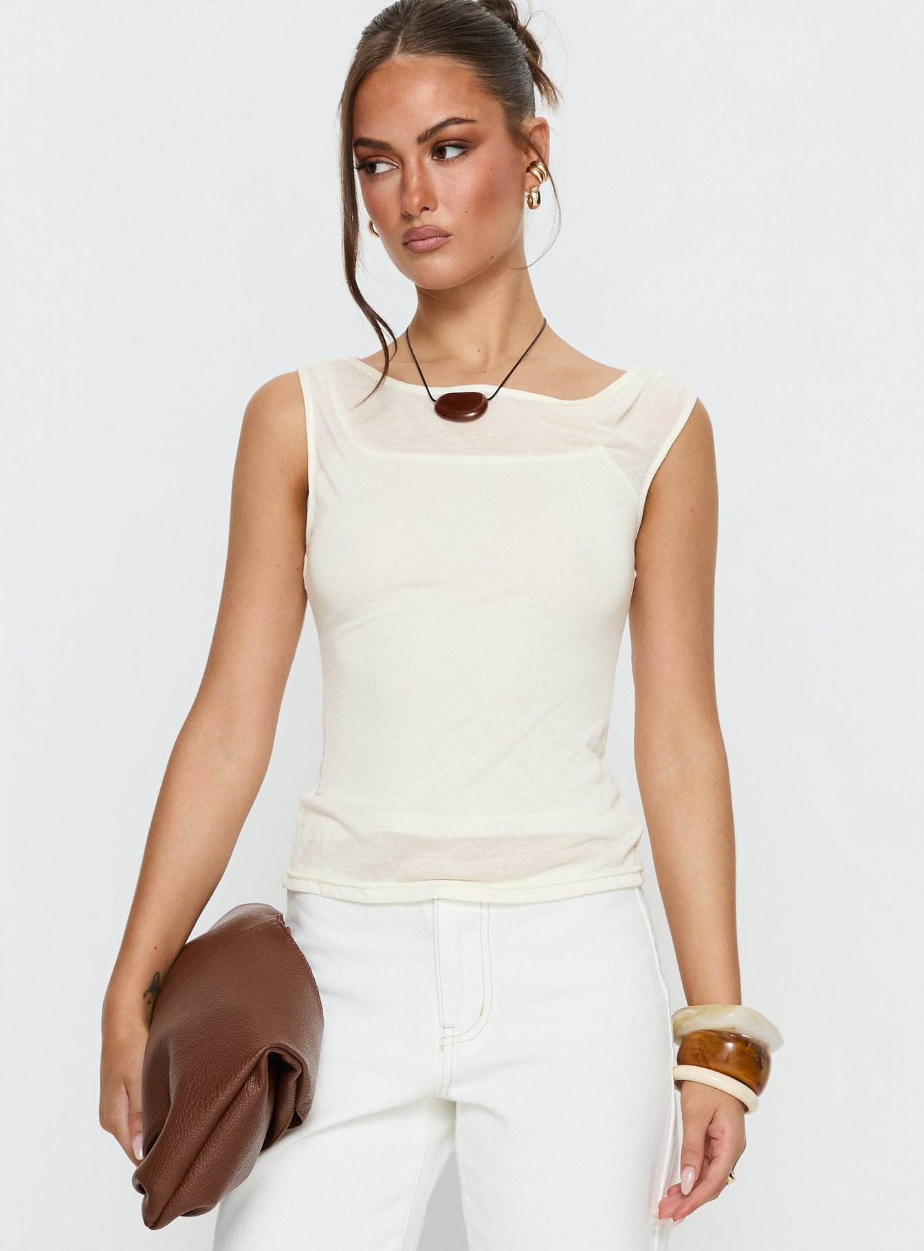 Alternative view of Skaia Layered Sheer Top Cream
