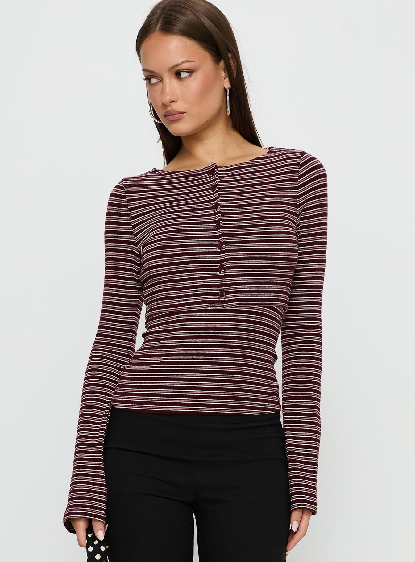 Alternative view of Spence Layered Top Multi Stripe