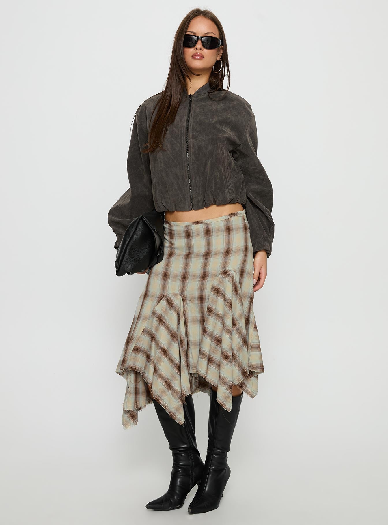 Alternative view of Toshie Asymmetrical Midi Skirt Multi Check