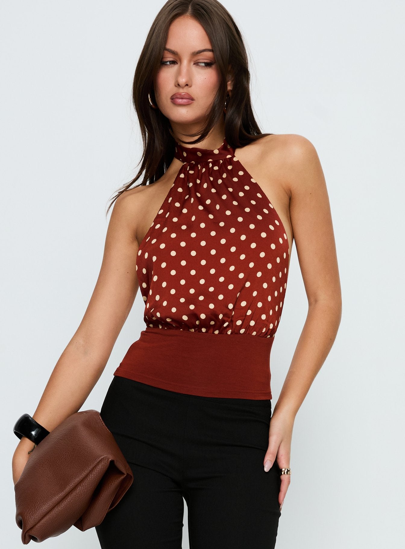 Alternative view of Rania Top Polka Burnt Red