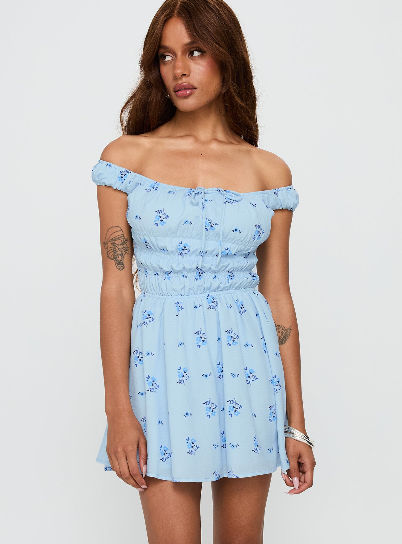 Alternative view of These Are The Days Shirred Mini Dress Blue Multi