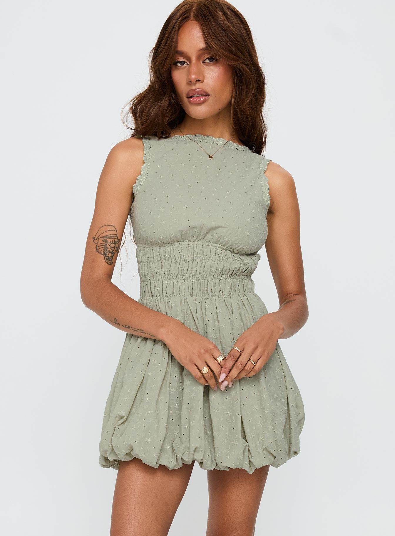 Alternative view of Vittoria Bubble Hem Mini Dress Sage