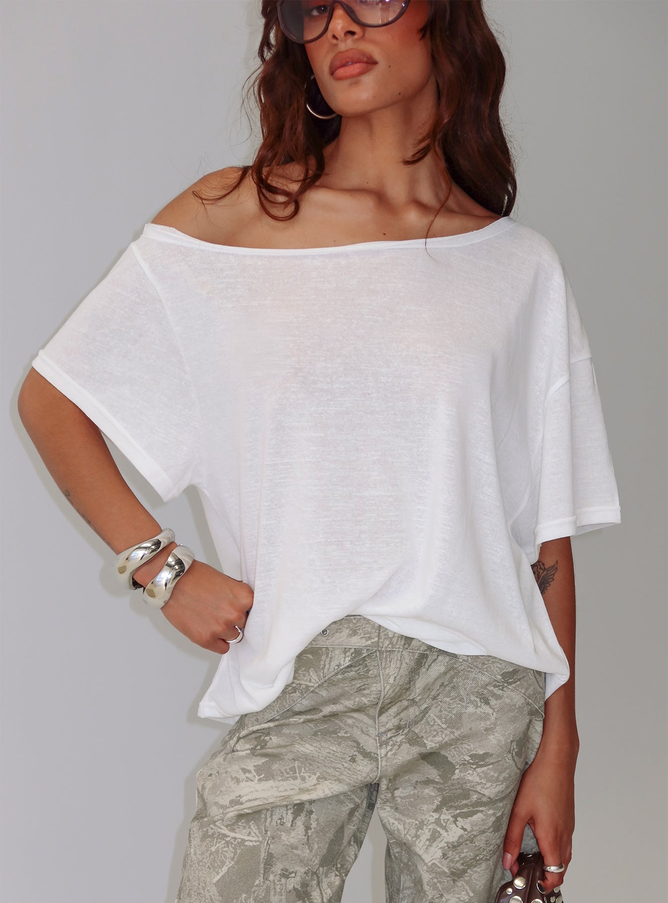 Alternative view of Winny Off Shoulder Tee White