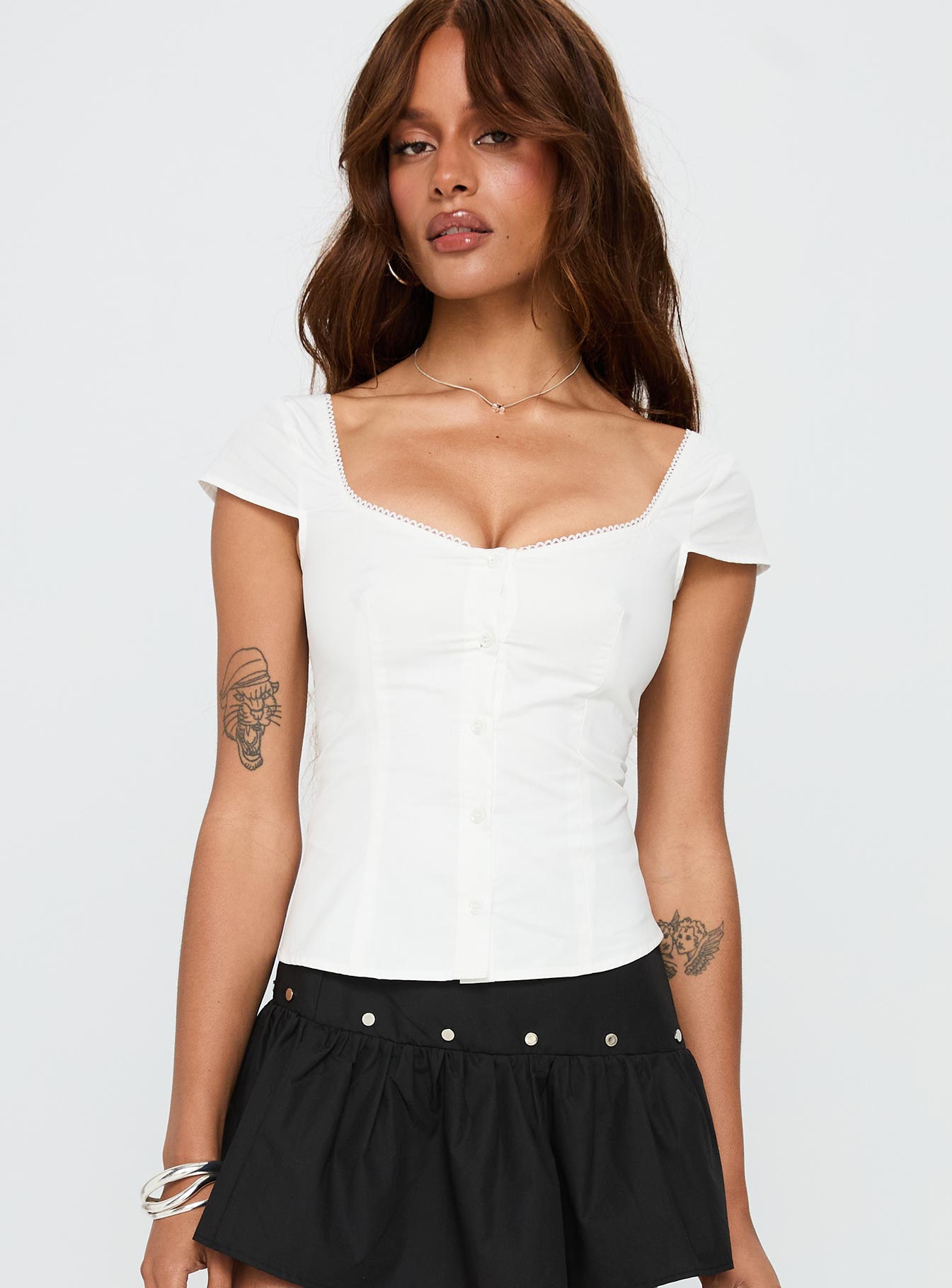 Alternative view of Transcendence Button Up Top White