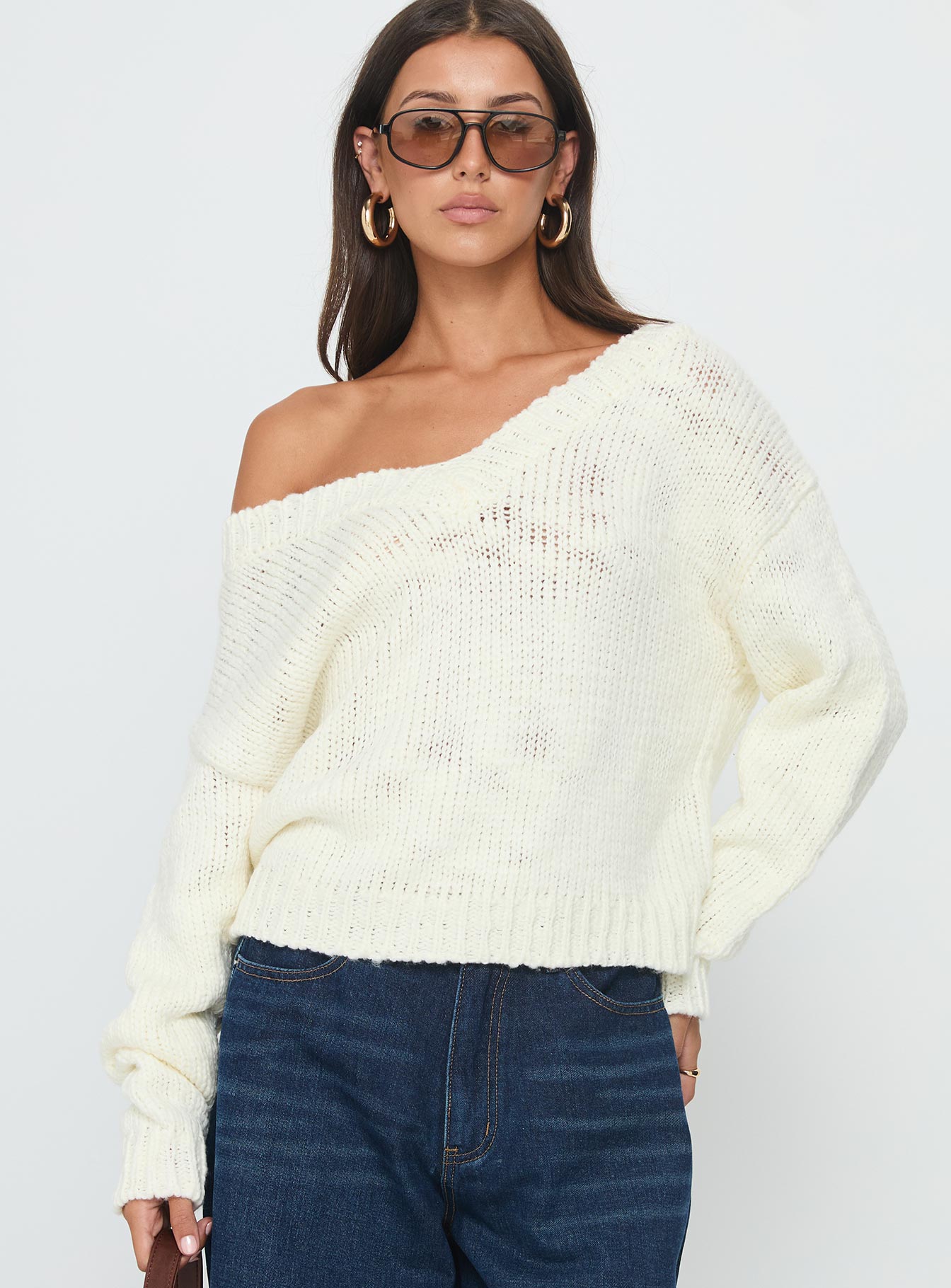 Alternative view of Talassa V Neck Knit Sweater White