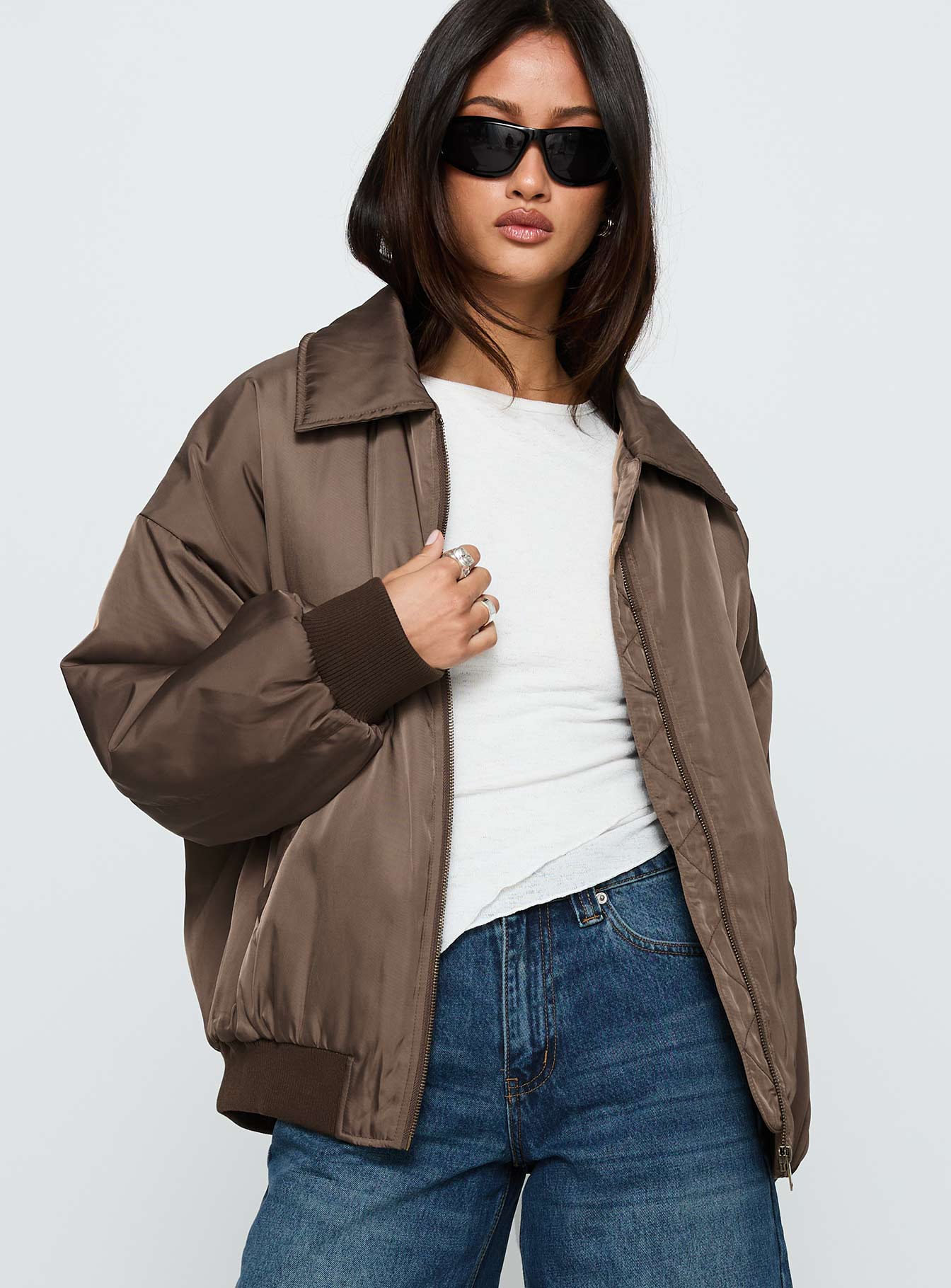 Alternative view of Say Less Bomber Jacket Dark Brown