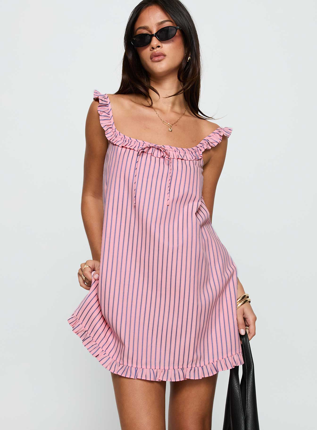 Alternative view of Zalina Babydoll Mini Dress Pink Stripe