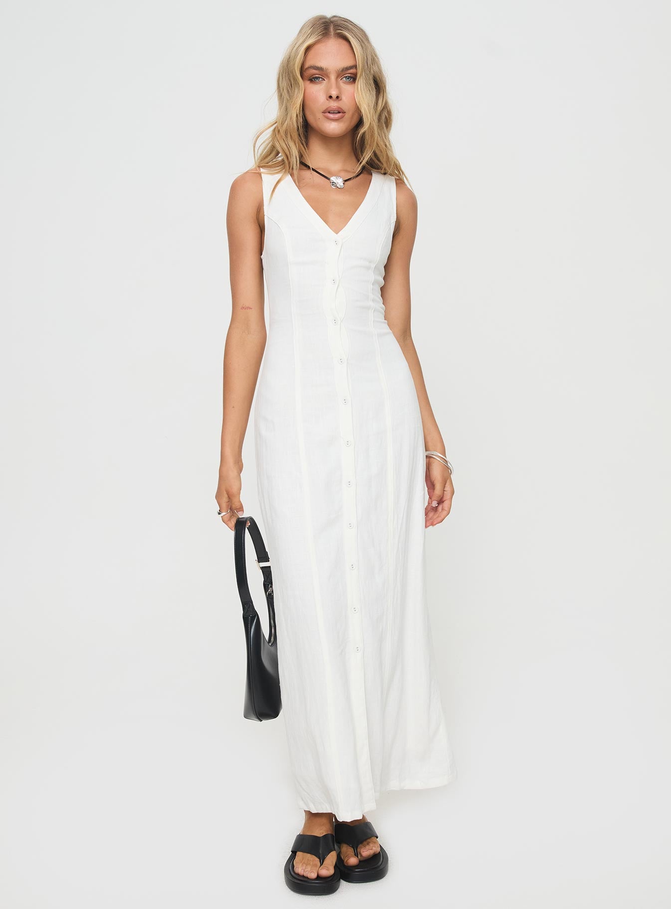 Alternative view of Summer Season Linen Blend Maxi Dress White